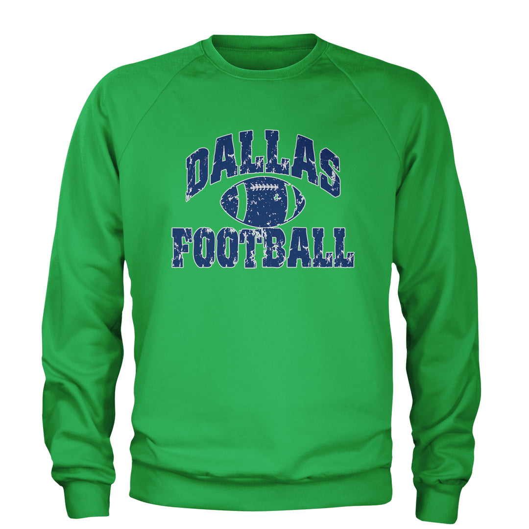 Dallas Distressed Football Adult Crewneck Sweatshirt Kelly Green