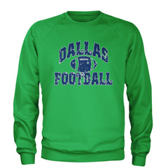 Dallas Distressed Football Adult Crewneck Sweatshirt Kelly Green