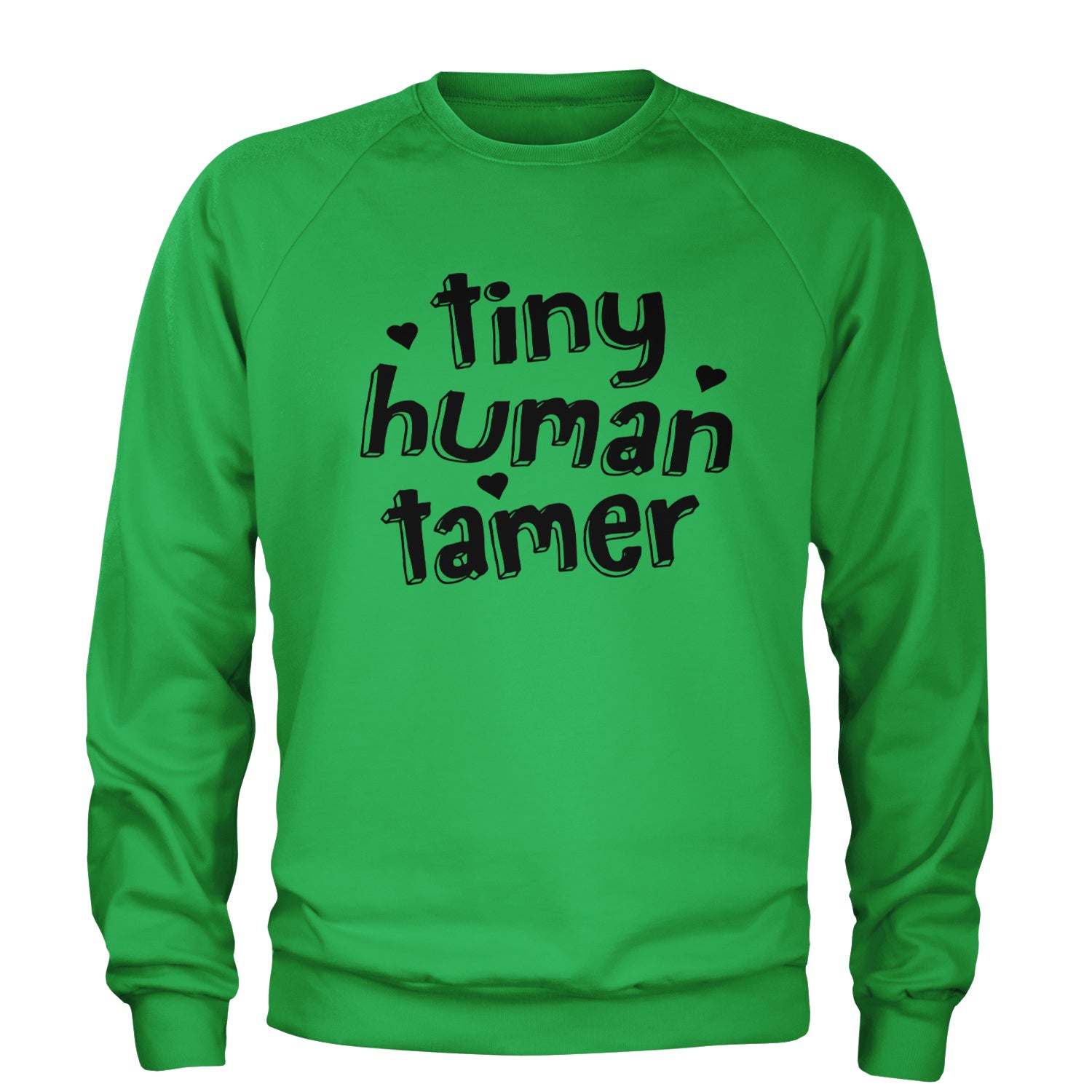 Tiny Human Tamer Teacher Adult Crewneck Sweatshirt Heather Grey