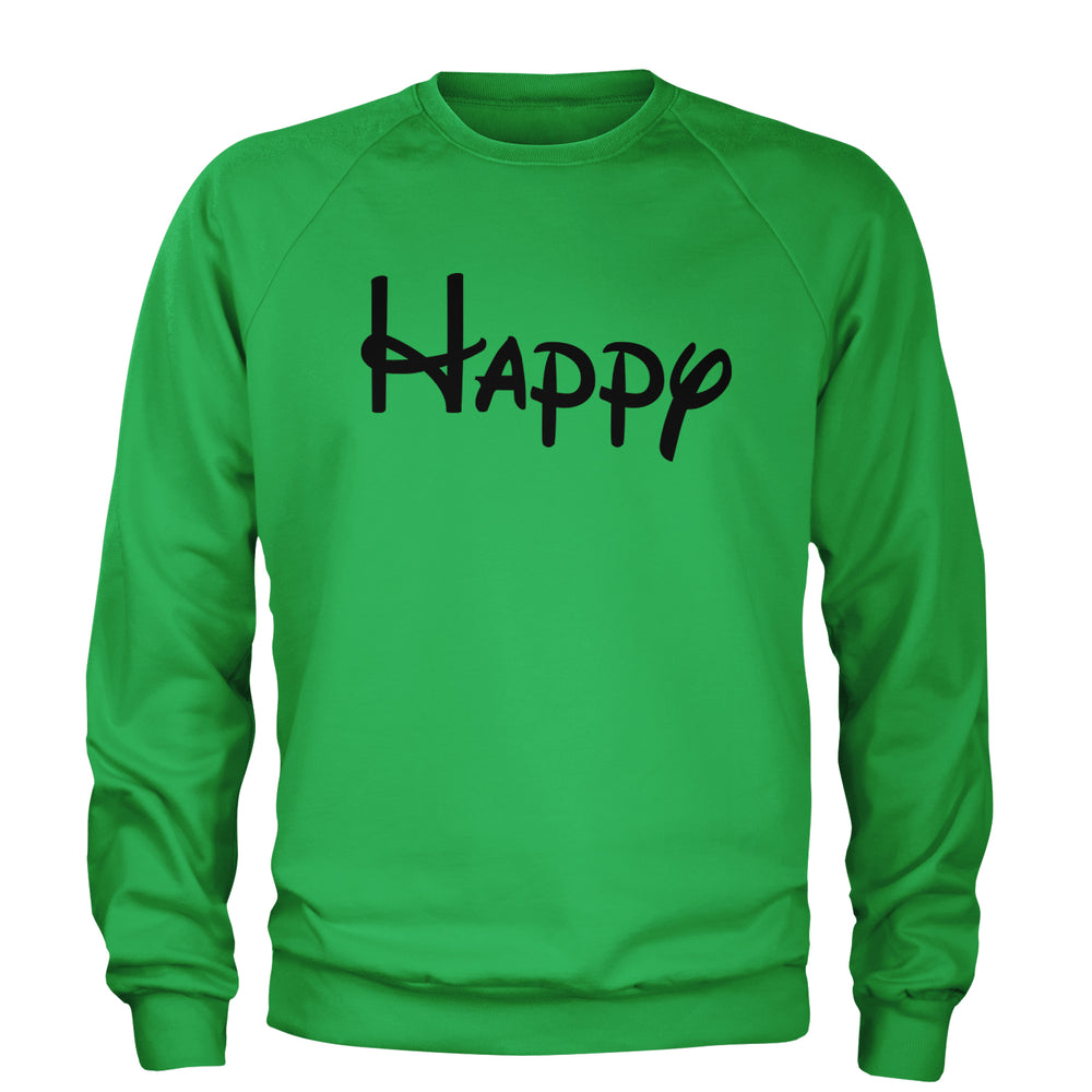Happy - 7 Dwarfs Costume Adult Crewneck Sweatshirt Kelly Green