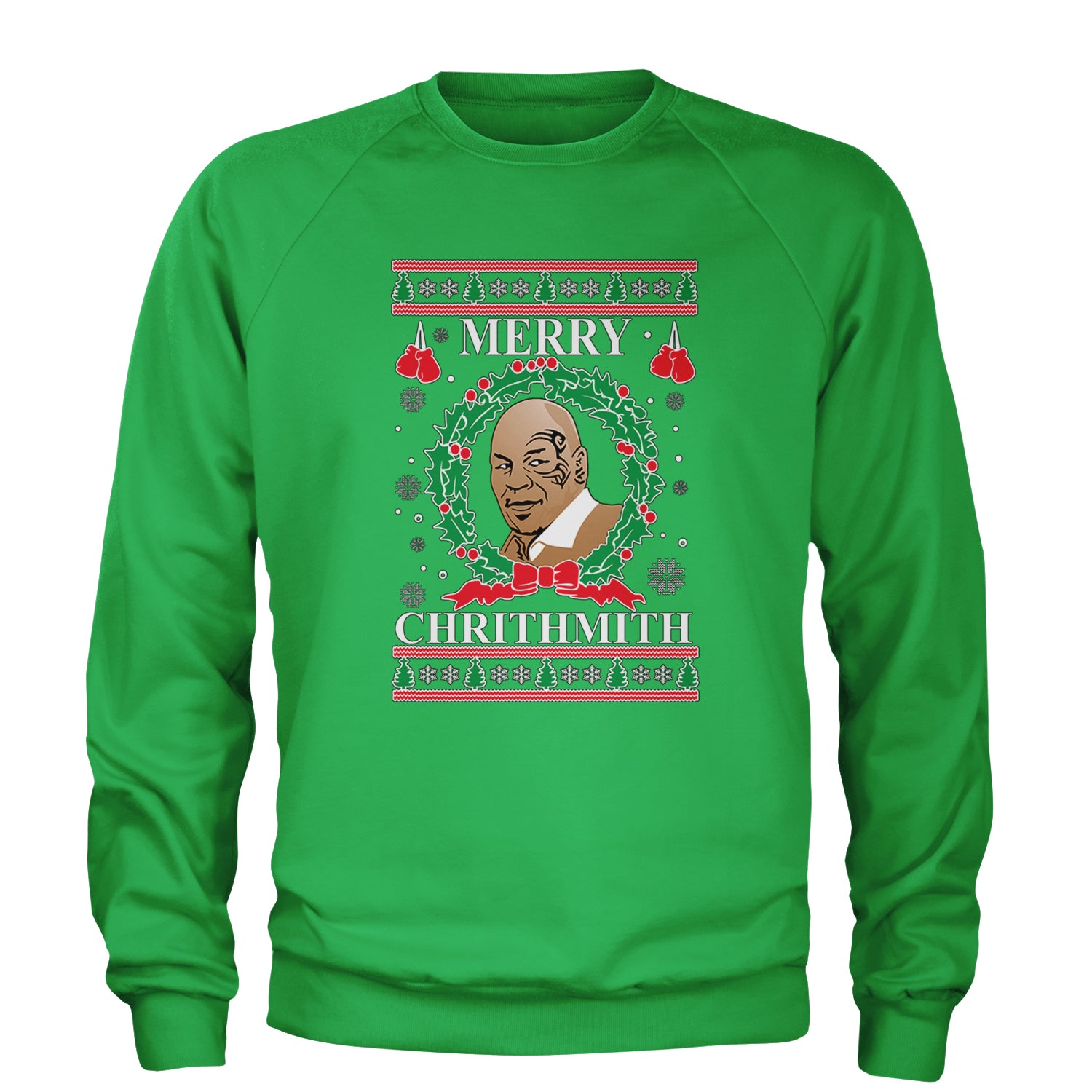 Merry Chrithmith Ugly Christmas Adult Crewneck Sweatshirt Kelly Green