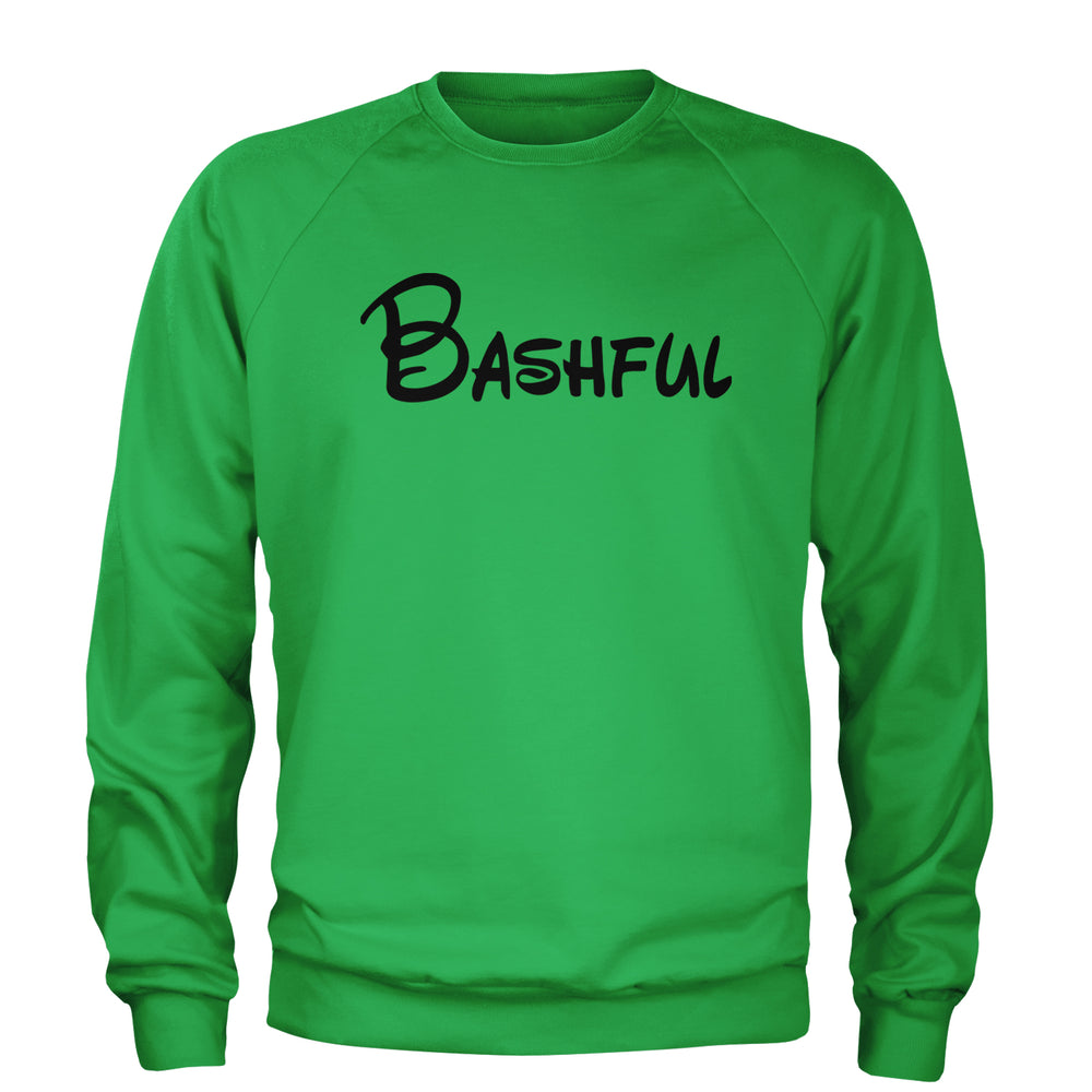 Bashful - 7 Dwarfs Costume Adult Crewneck Sweatshirt Kelly Green