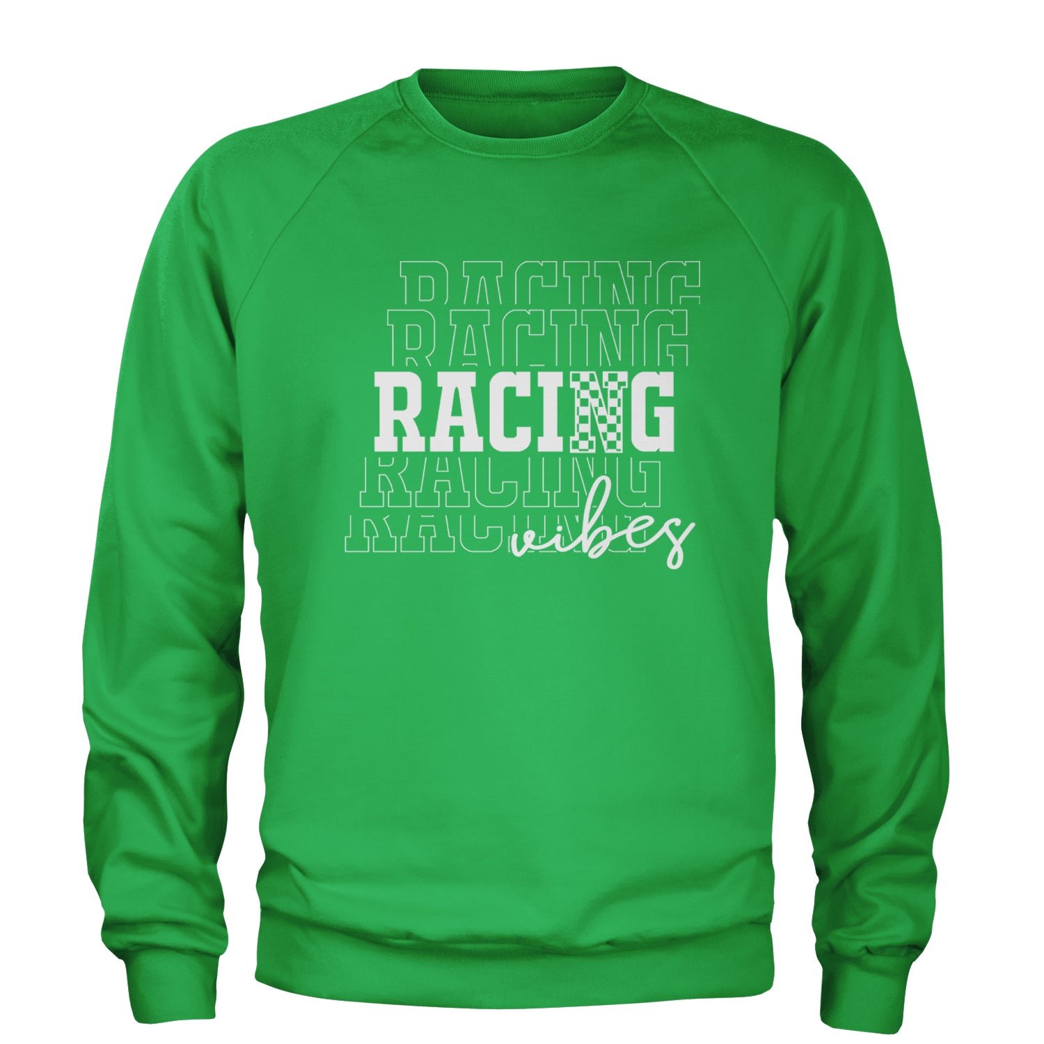 Racing Vibes Adult Crewneck Sweatshirt Kelly Green