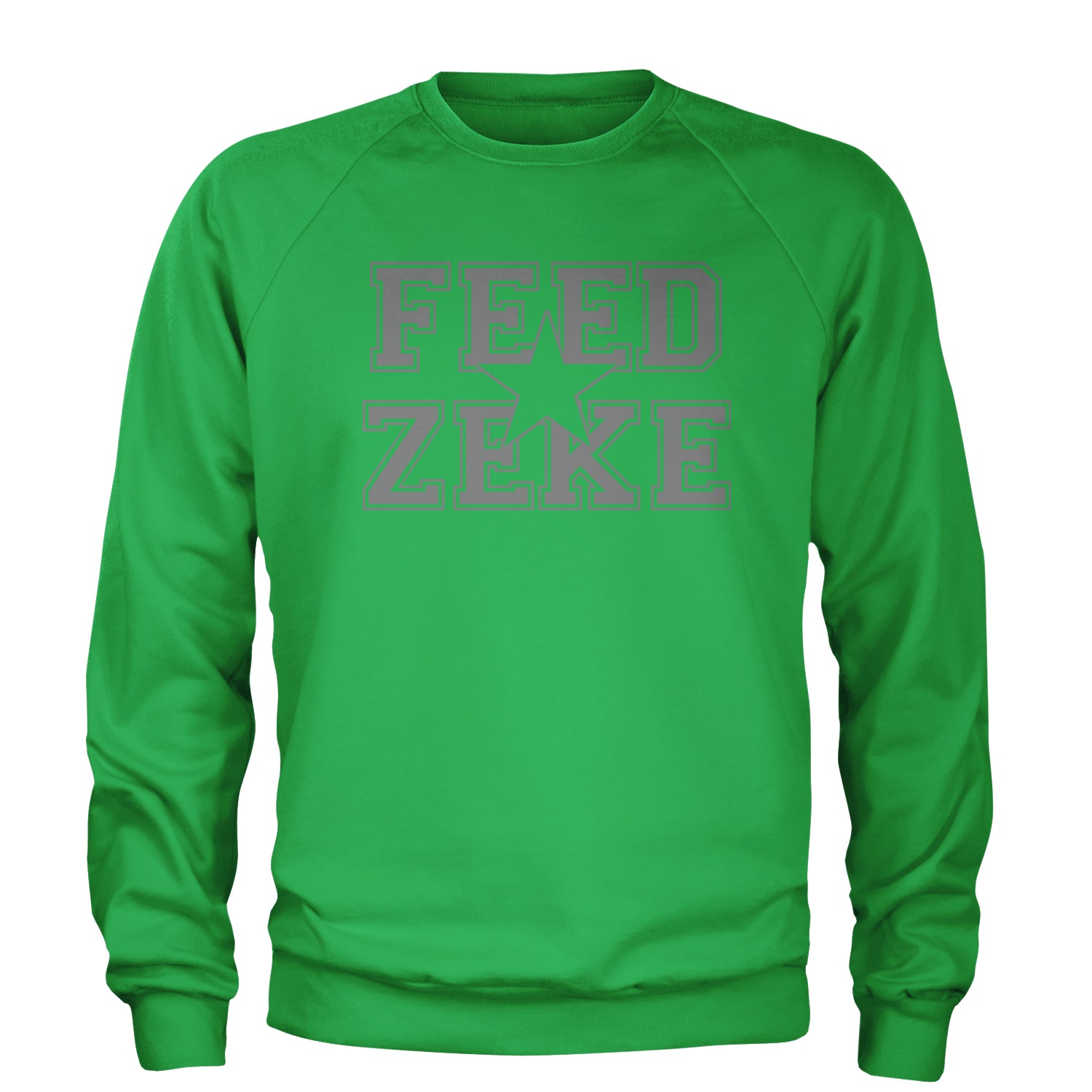 Feed Zeke Football Adult Crewneck Sweatshirt Kelly Green