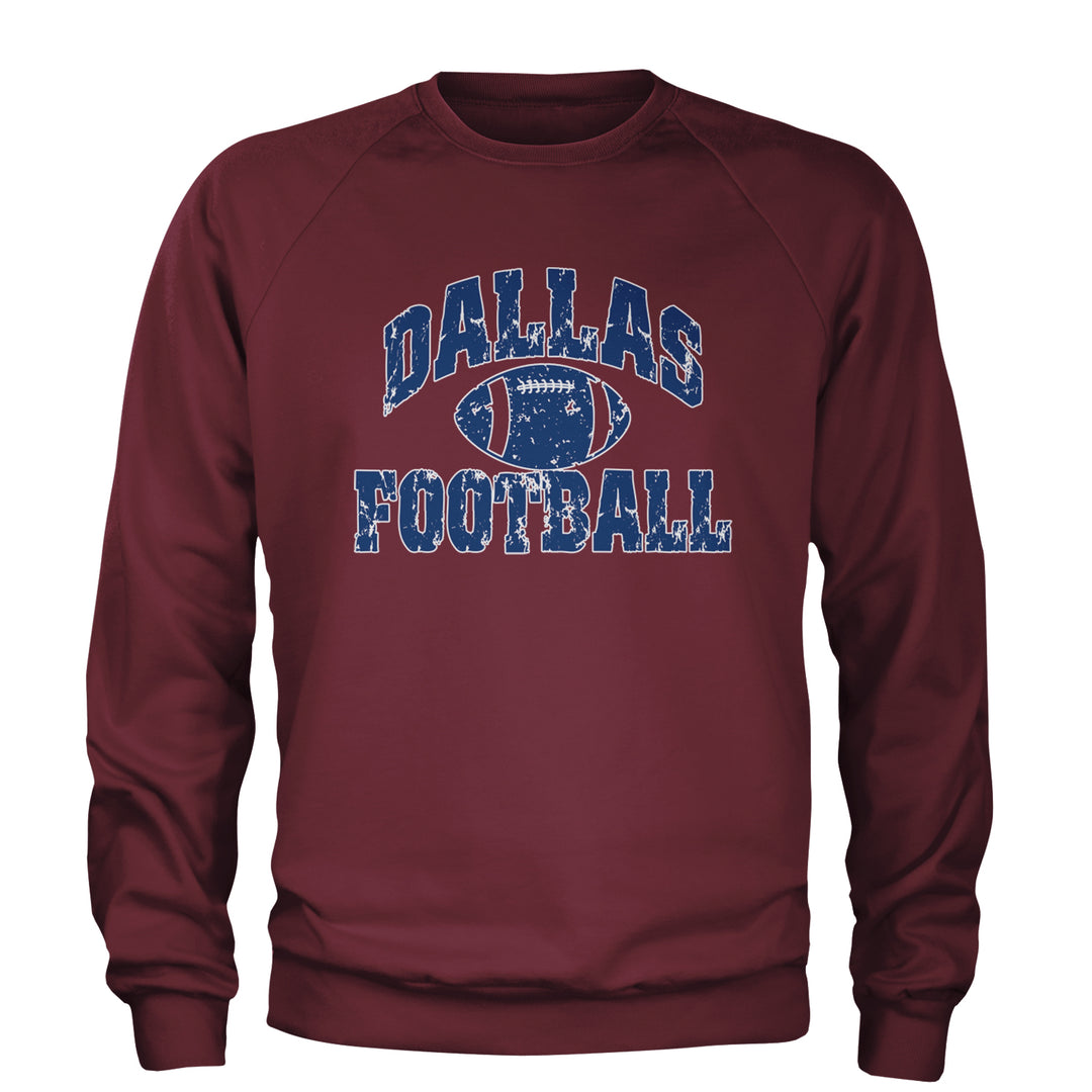 Dallas Distressed Football Adult Crewneck Sweatshirt Maroon