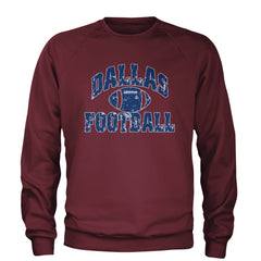 Dallas Distressed Football Adult Crewneck Sweatshirt Maroon