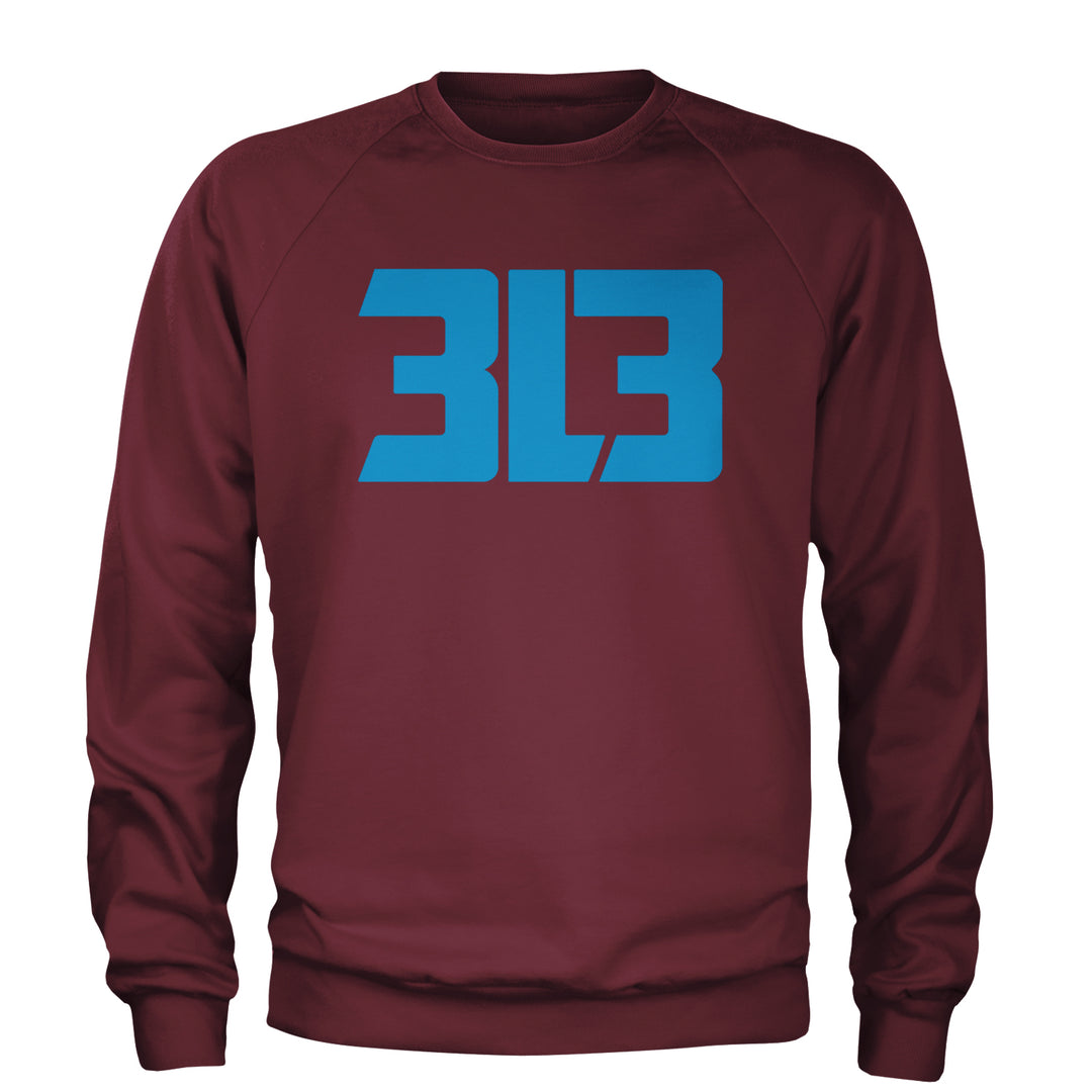 3L3 From The 313 Detroit Football Adult Crewneck Sweatshirt Maroon