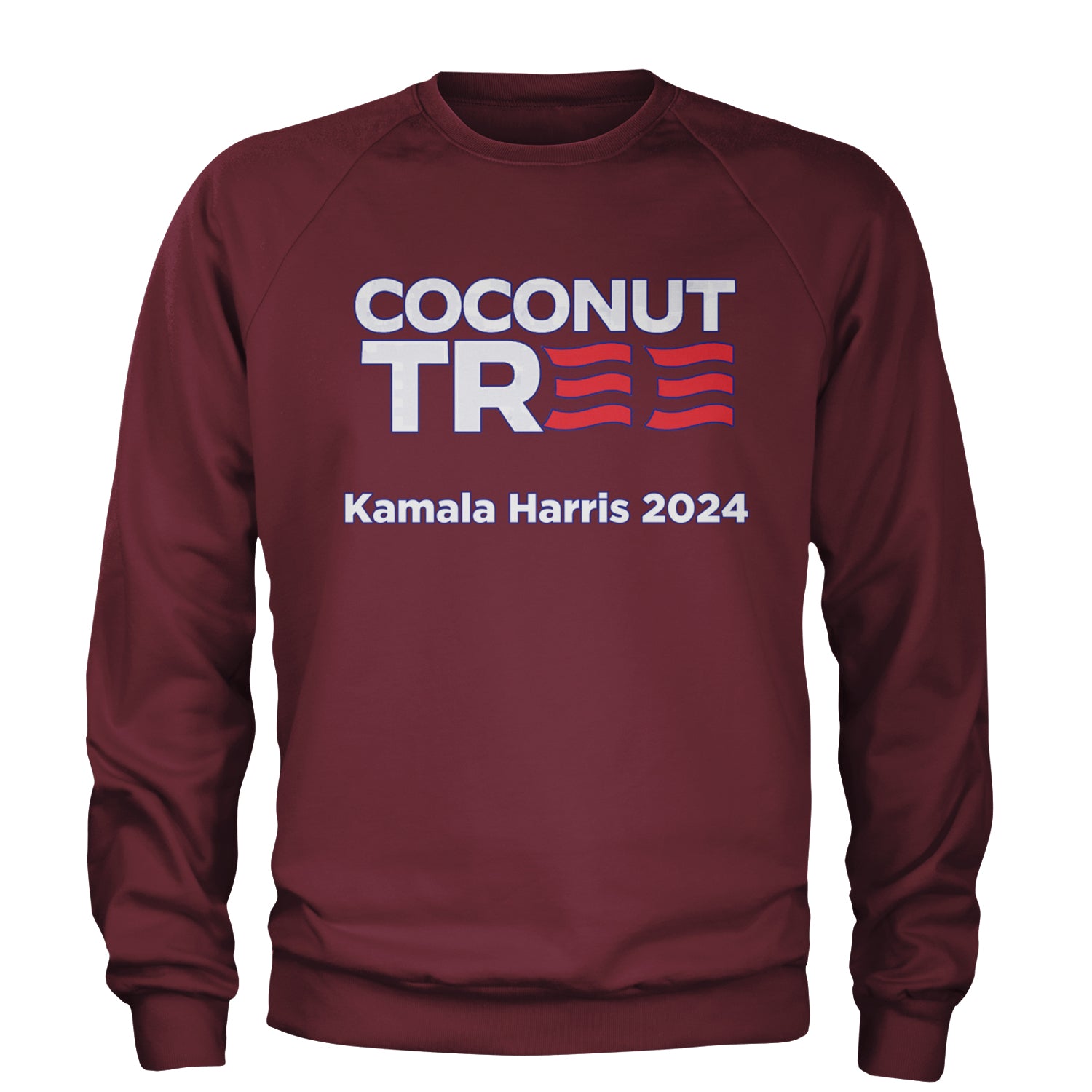 Coconut Tree - Support Kamala Harris For President 2024 Adult Crewneck Sweatshirt Maroon