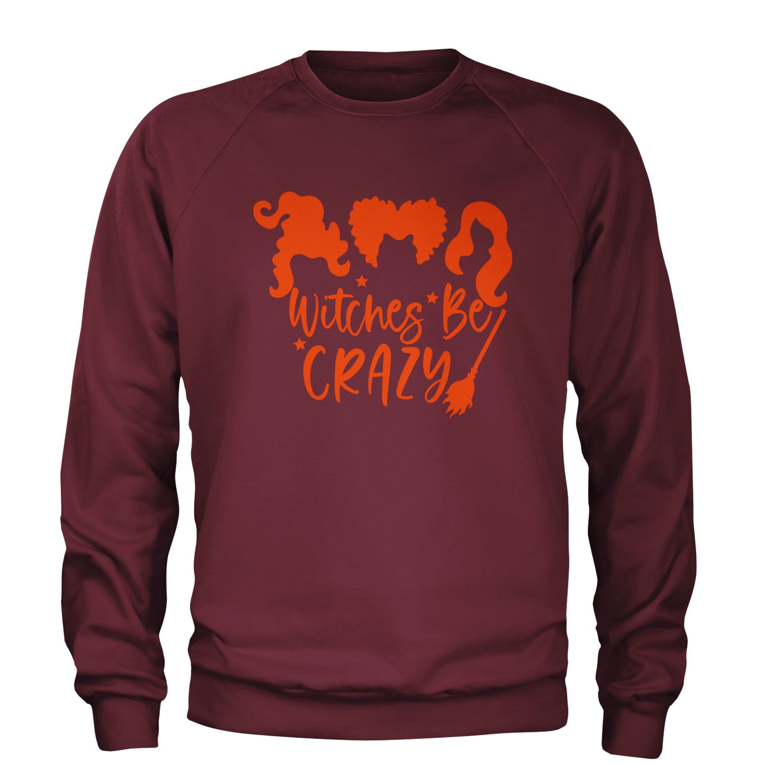 Witches Be Crazy Hocus Pocus Adult Crewneck Sweatshirt Maroon