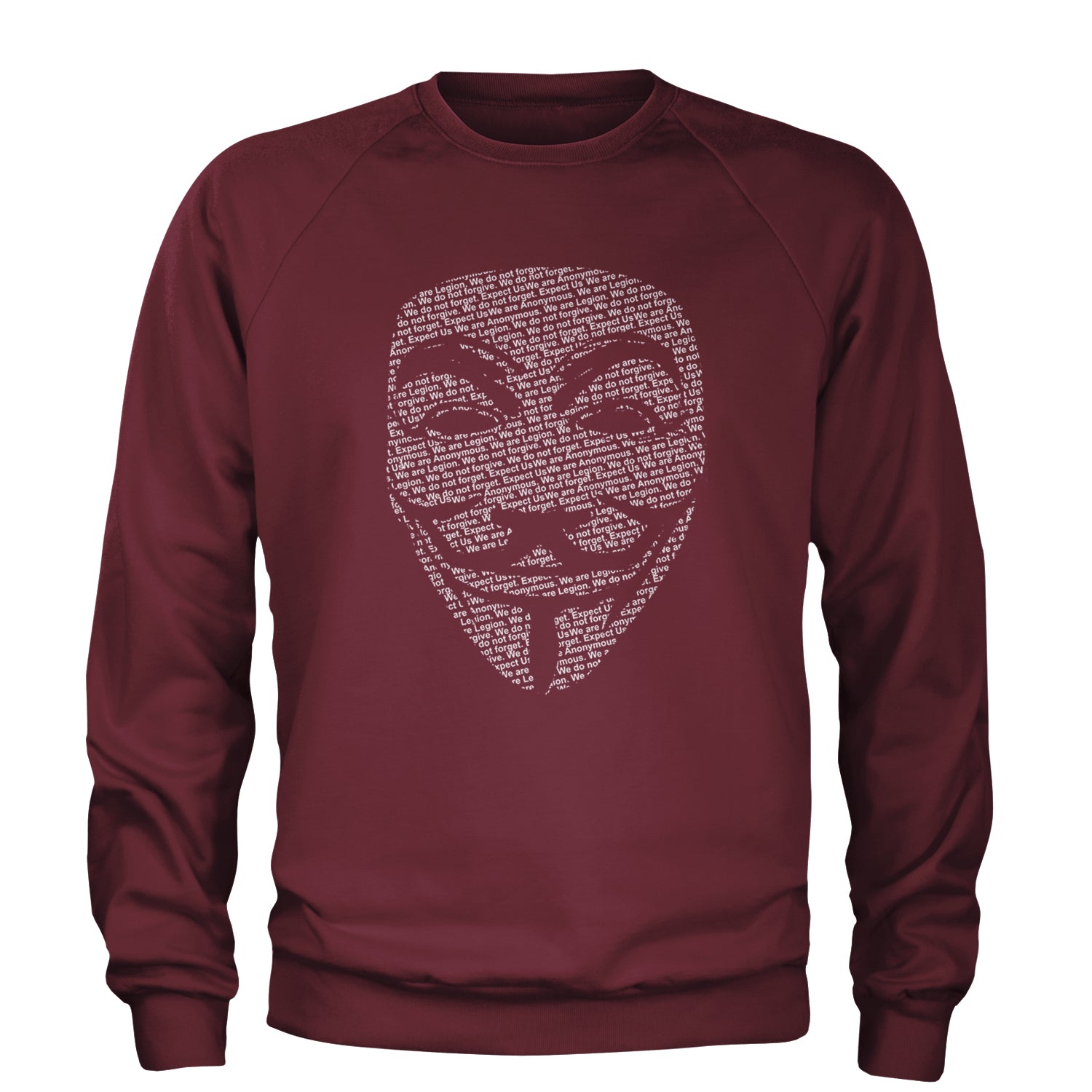 V For Vendetta Anonymous Mask Adult Crewneck Sweatshirt Maroon