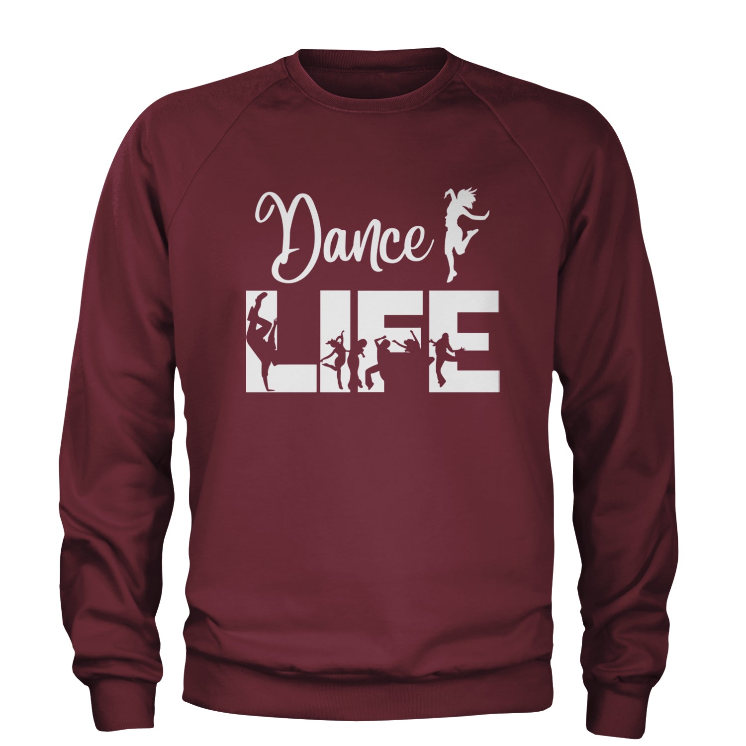 Dance Life Silhouette Dancers Adult Crewneck Sweatshirt Maroon