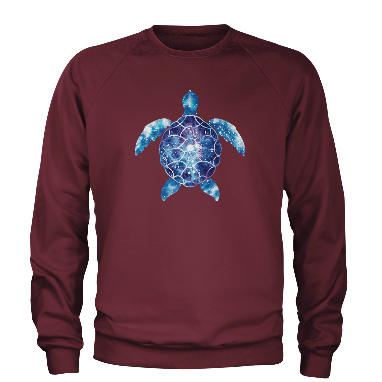 Ocean Aura Tie-Dye Sea Turtle Adult Crewneck Sweatshirt Maroon