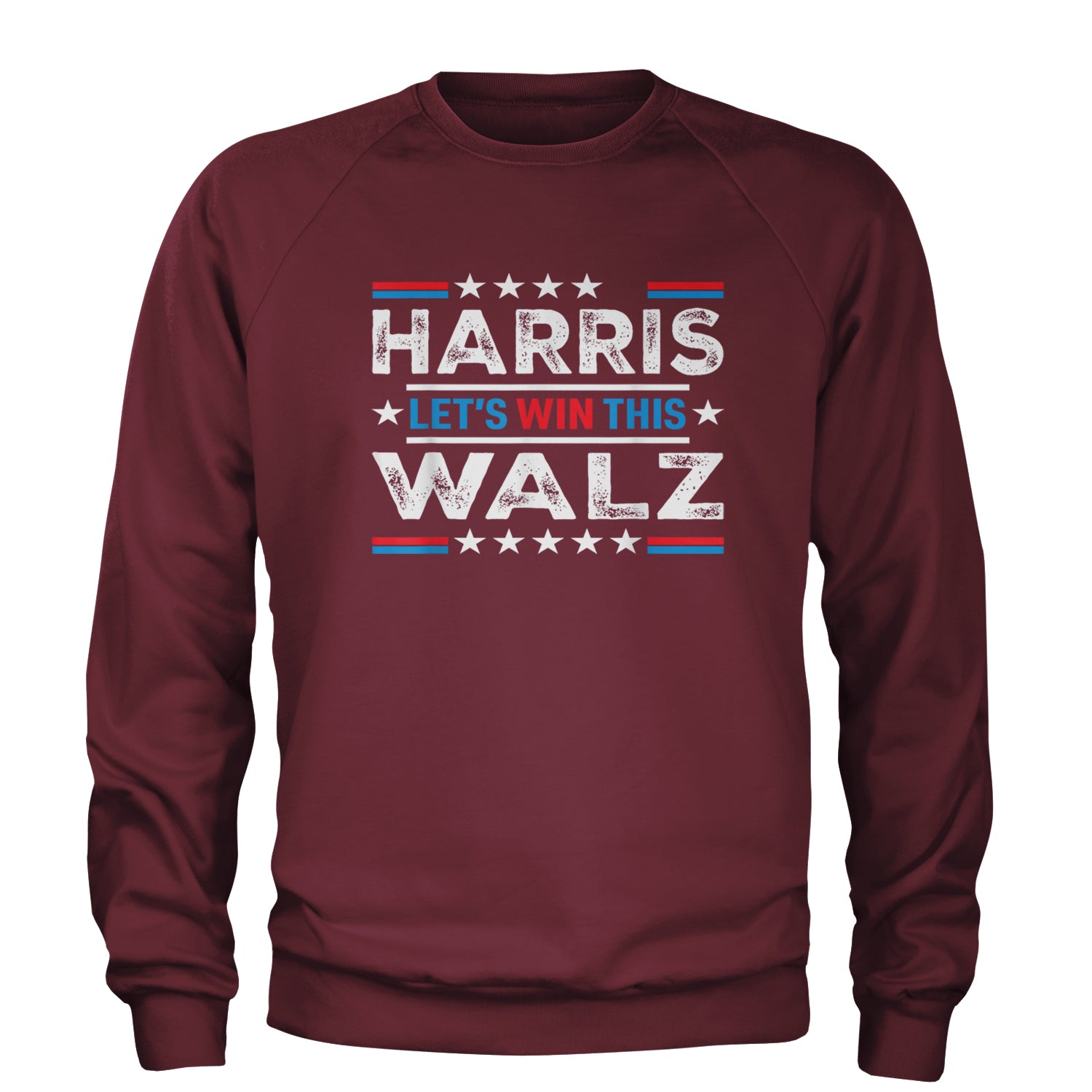 Kamala Harris and Tim Walz For President Adult Crewneck Sweatshirt Maroon