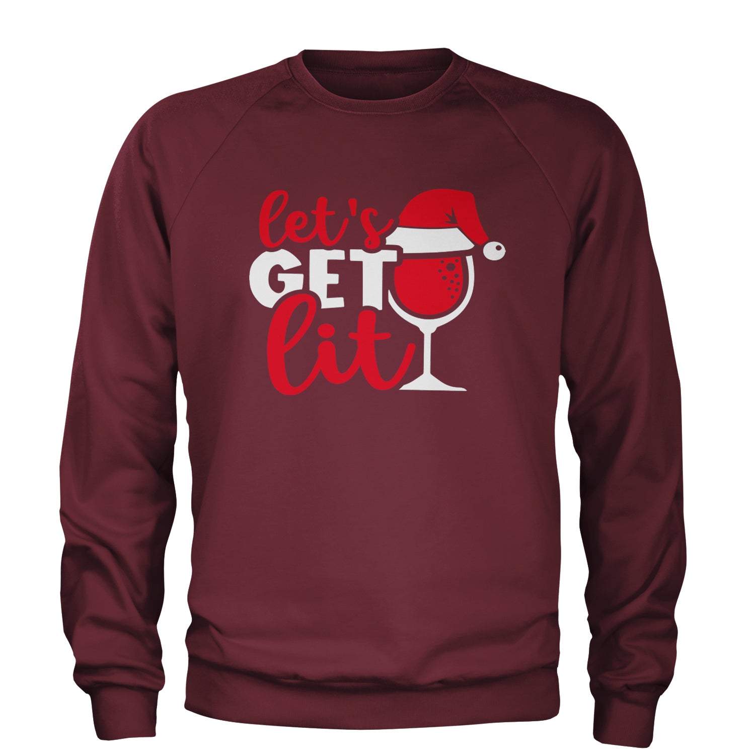 Let’s Get Lit Adult Crewneck Sweatshirt Maroon