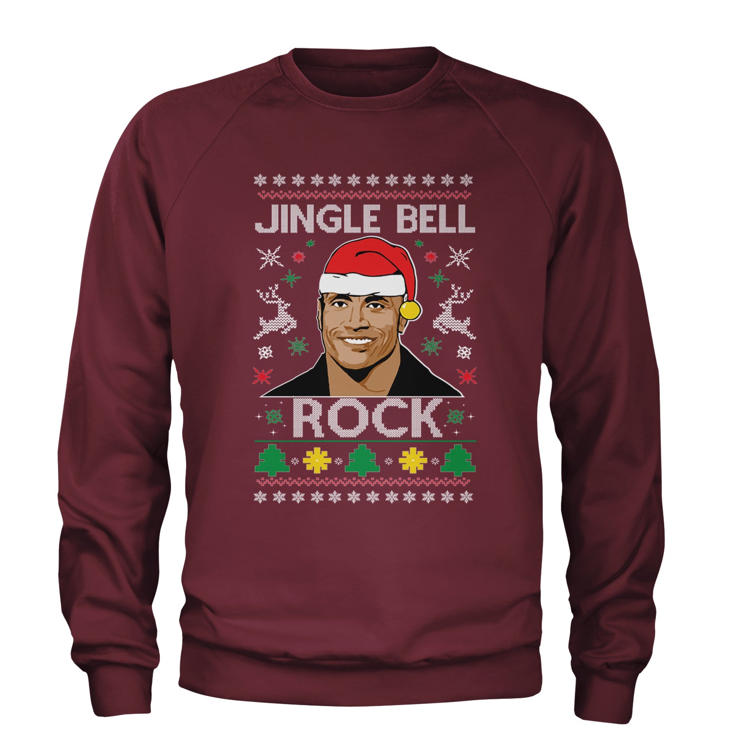 Jingle Bell Rock Ugly Christmas Adult Crewneck Sweatshirt Maroon