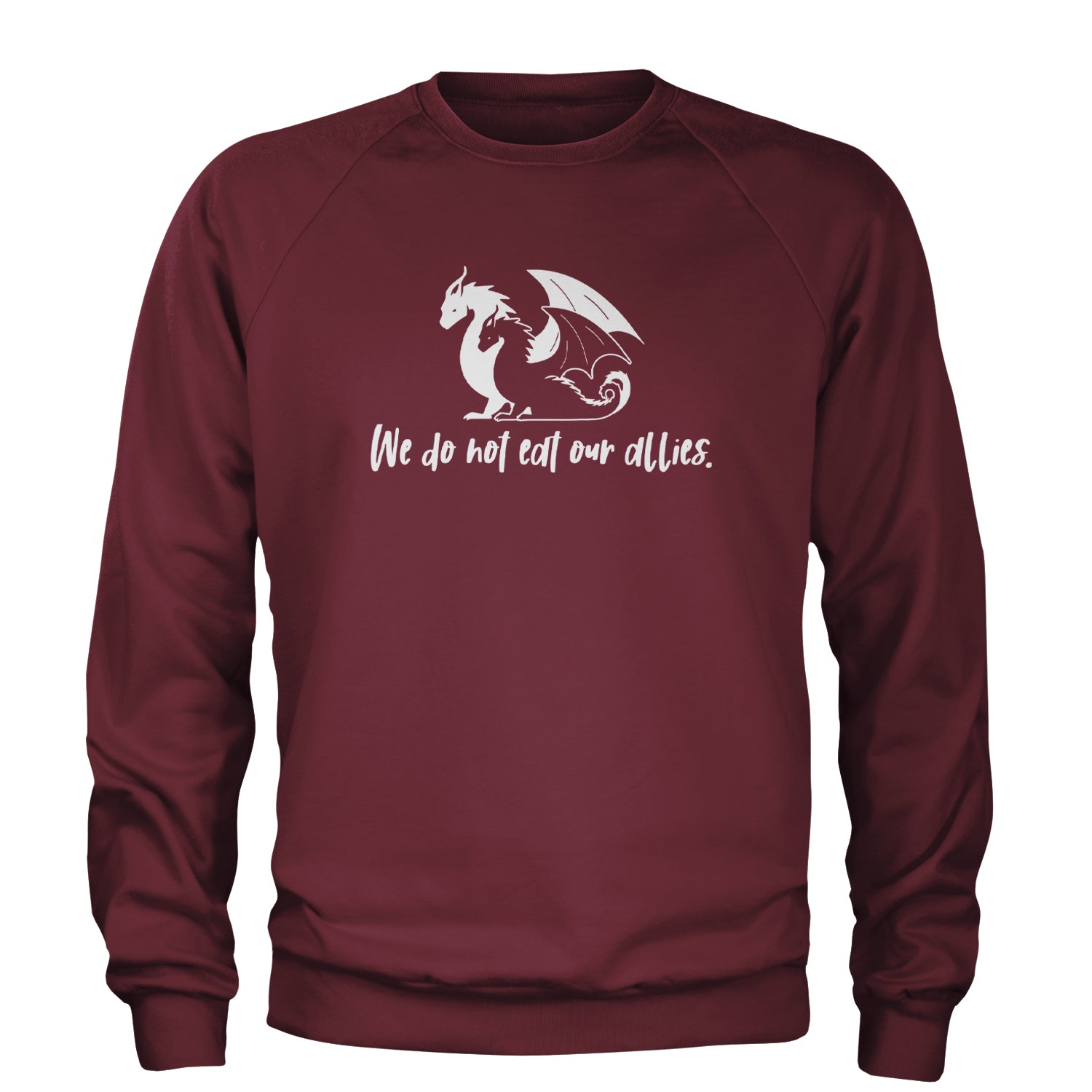 We Do Not Eat Our Allies Fourth Wing Basgiath Adult Crewneck Sweatshirt Maroon