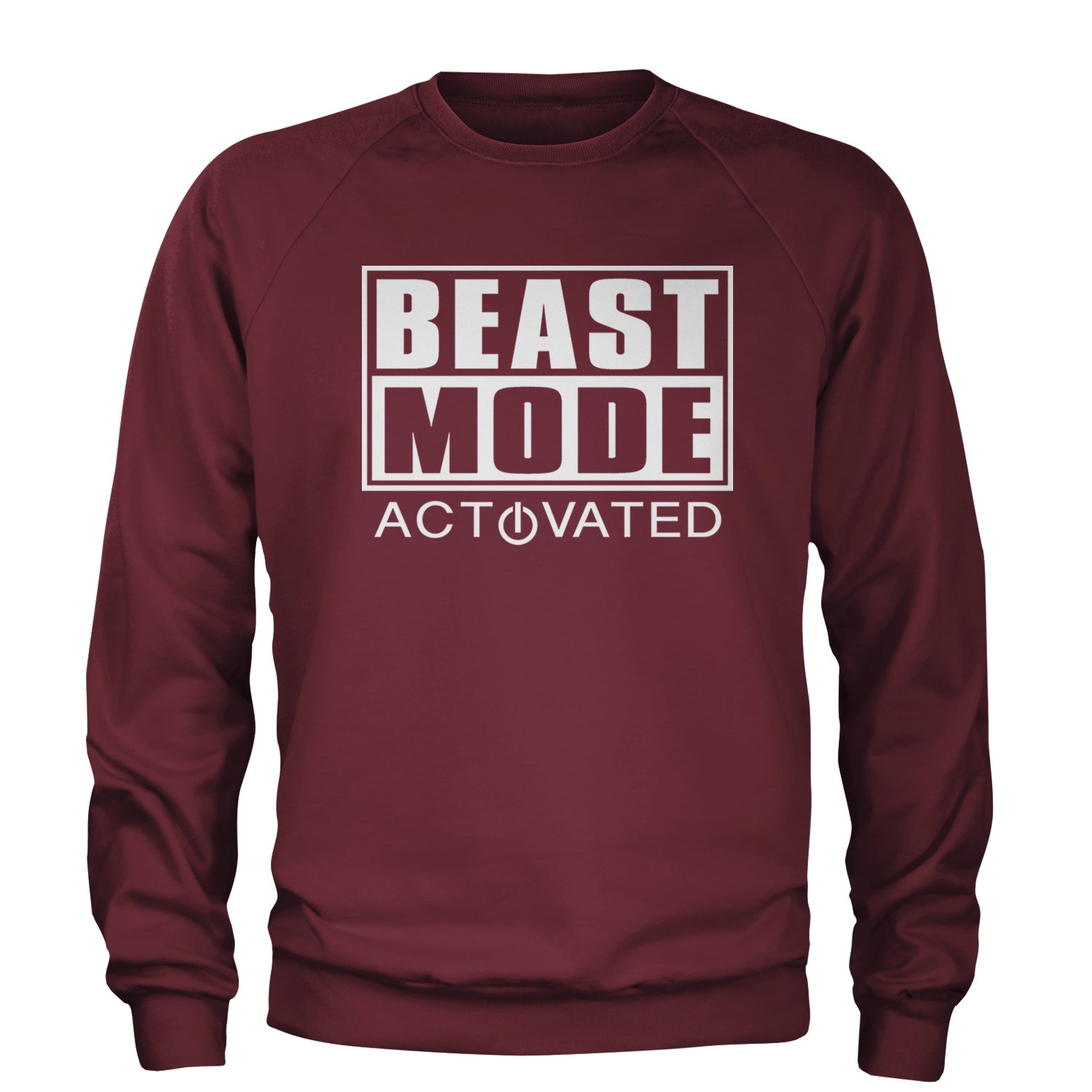 Activated Beast Mode Workout Gym Clothing Adult Crewneck Sweatshirt Maroon