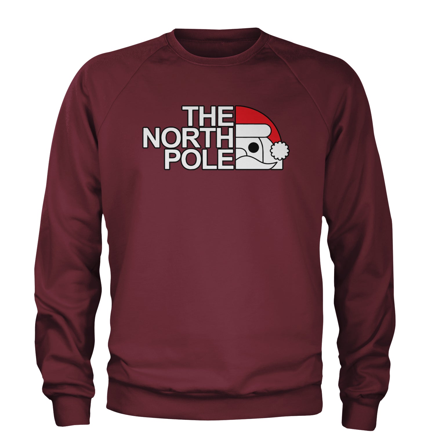 The North Pole Santa Face Adult Crewneck Sweatshirt Maroon