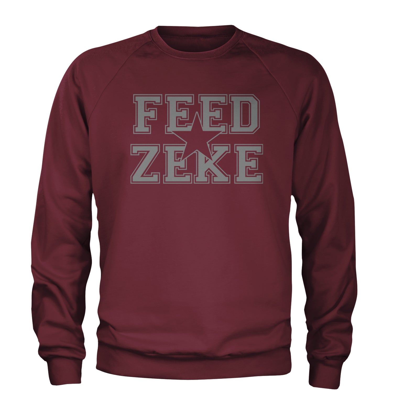 Feed Zeke Football Adult Crewneck Sweatshirt Maroon