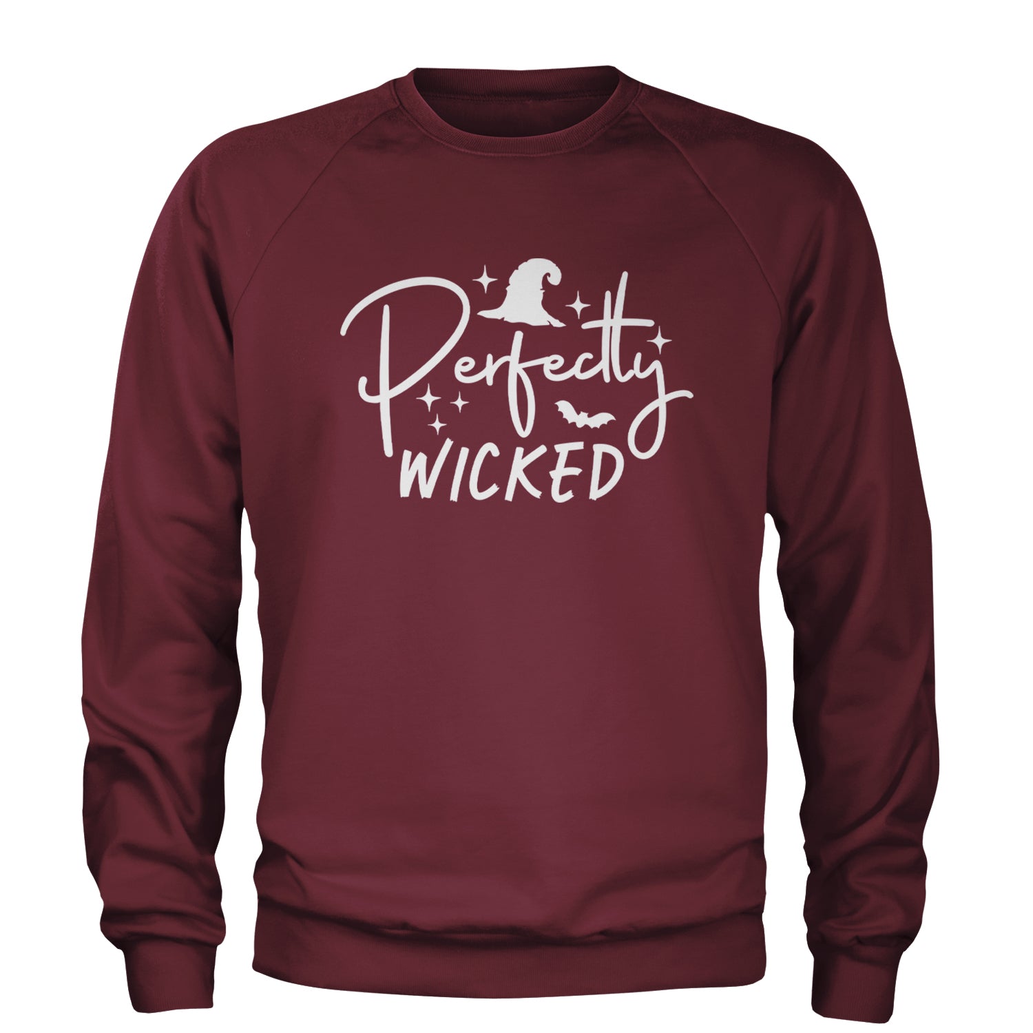 Perfectly Wicked Witchy Halloween Adult Crewneck Sweatshirt Maroon