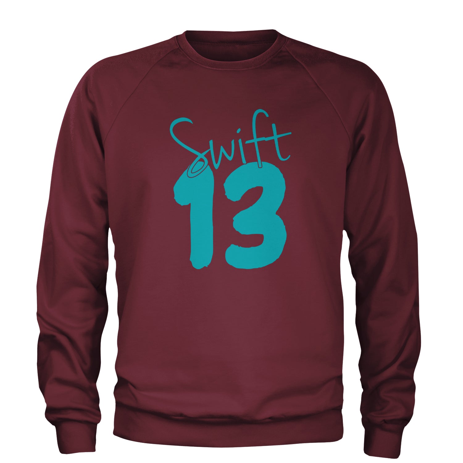 13 Swift 13 Lucky Number Era TTPD Adult Crewneck Sweatshirt Maroon