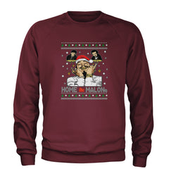 Home Malone Ugly Christmas Adult Crewneck Sweatshirt Maroon