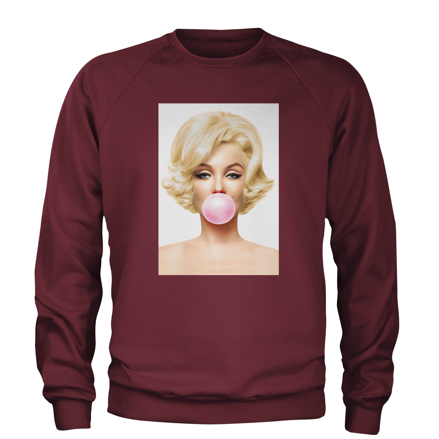 Ms. Monroe Pink Bubble Gum American Icon Adult Crewneck Sweatshirt Maroon