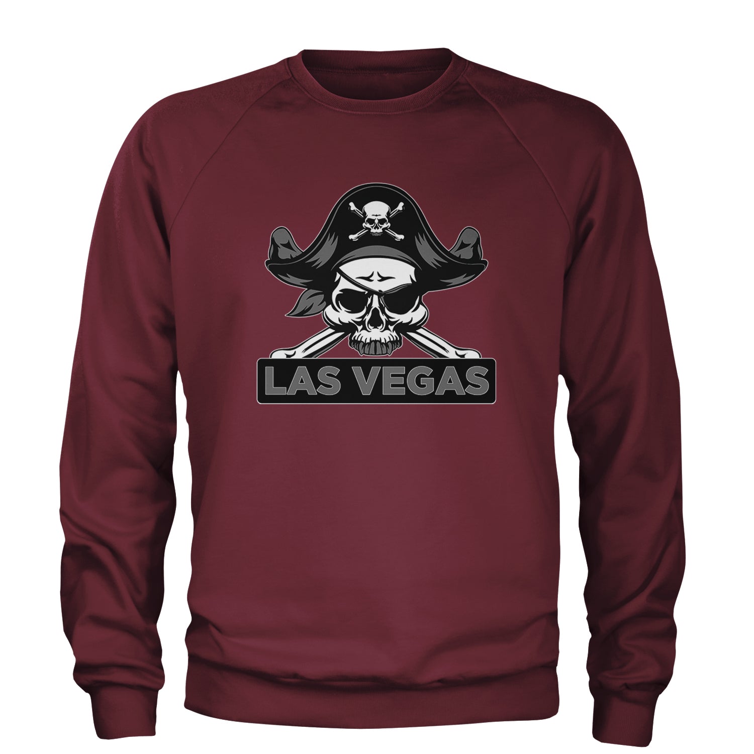 Raider Skull Straight Outta Las Vegas Adult Crewneck Sweatshirt Maroon