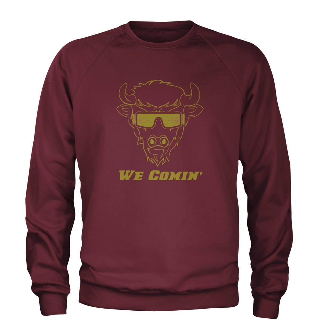 We Coming Coach Prime Colorado Adult Crewneck Sweatshirt Maroon