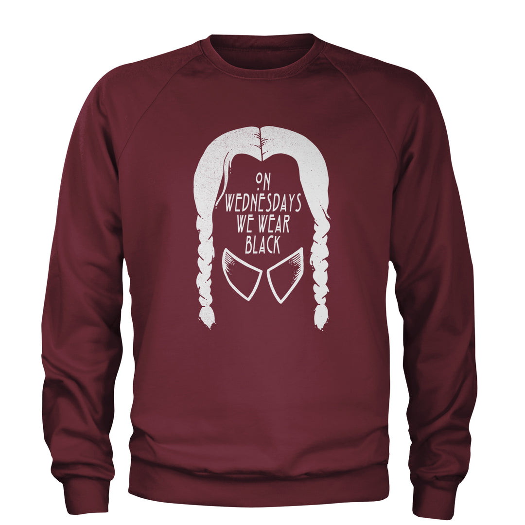 On Wednesdays, We Wear Black Adult Crewneck Sweatshirt Maroon