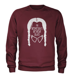 On Wednesdays, We Wear Black Adult Crewneck Sweatshirt Maroon