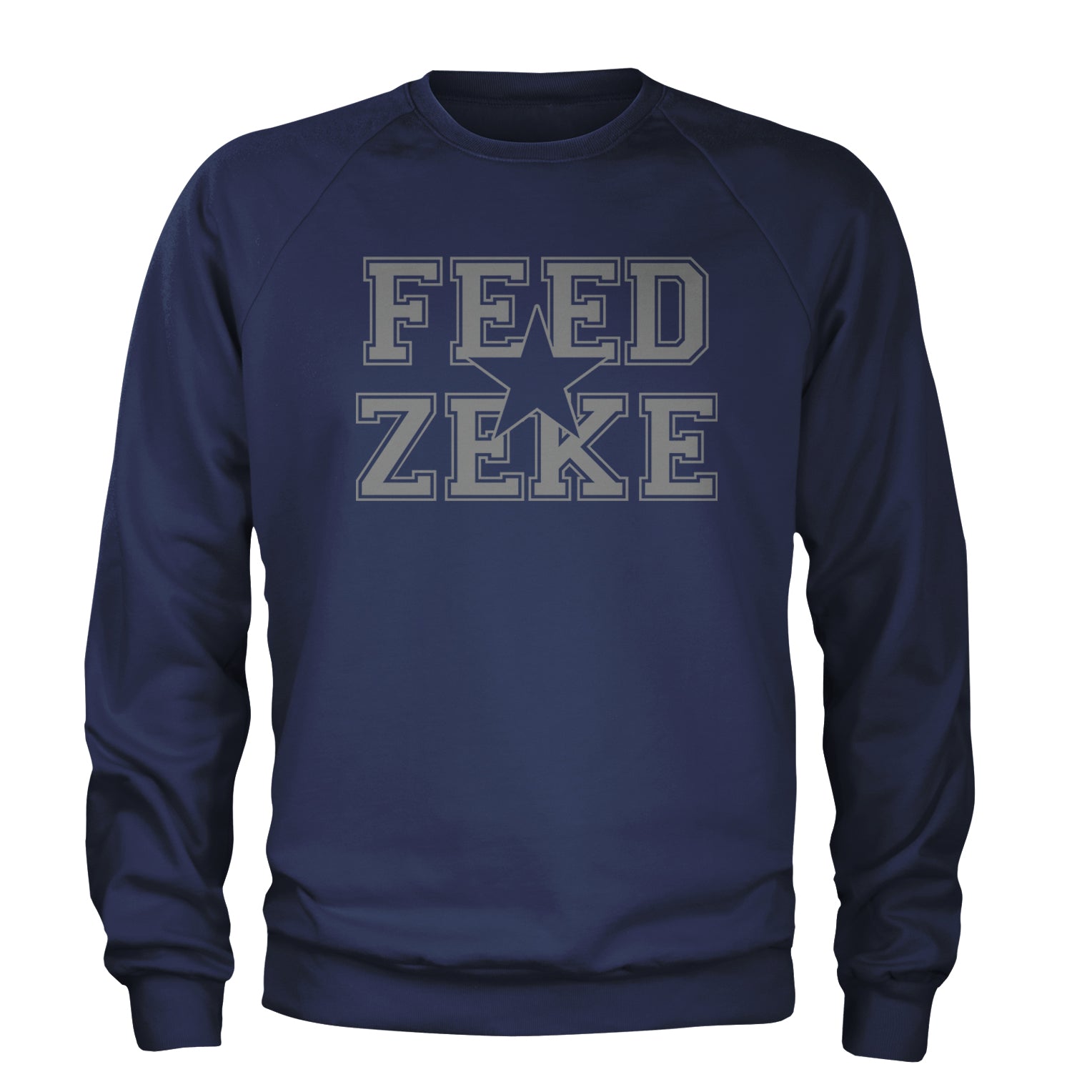 Feed Zeke Football Adult Crewneck Sweatshirt Navy Blue