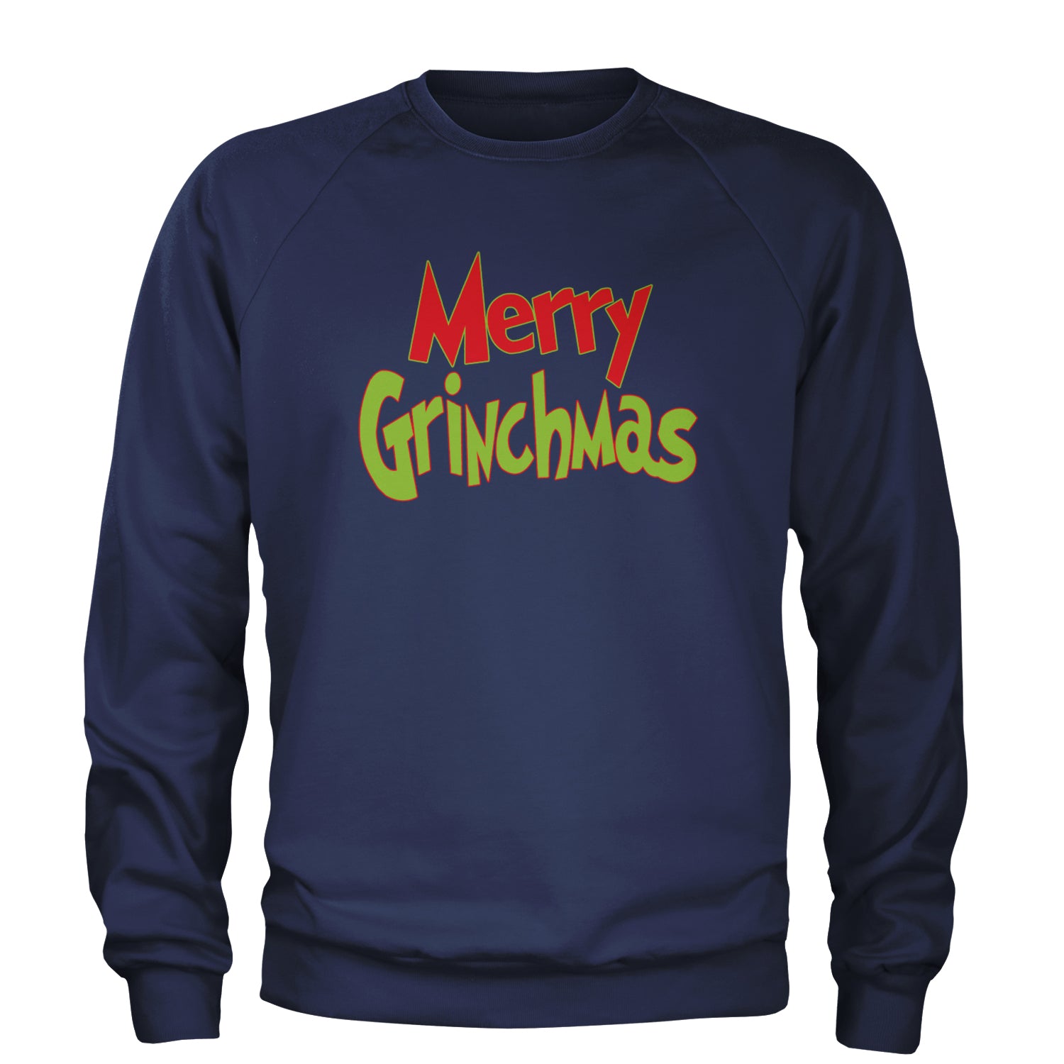 Merry Grinchmas Jolly Merry Christmas Adult Crewneck Sweatshirt Navy Blue