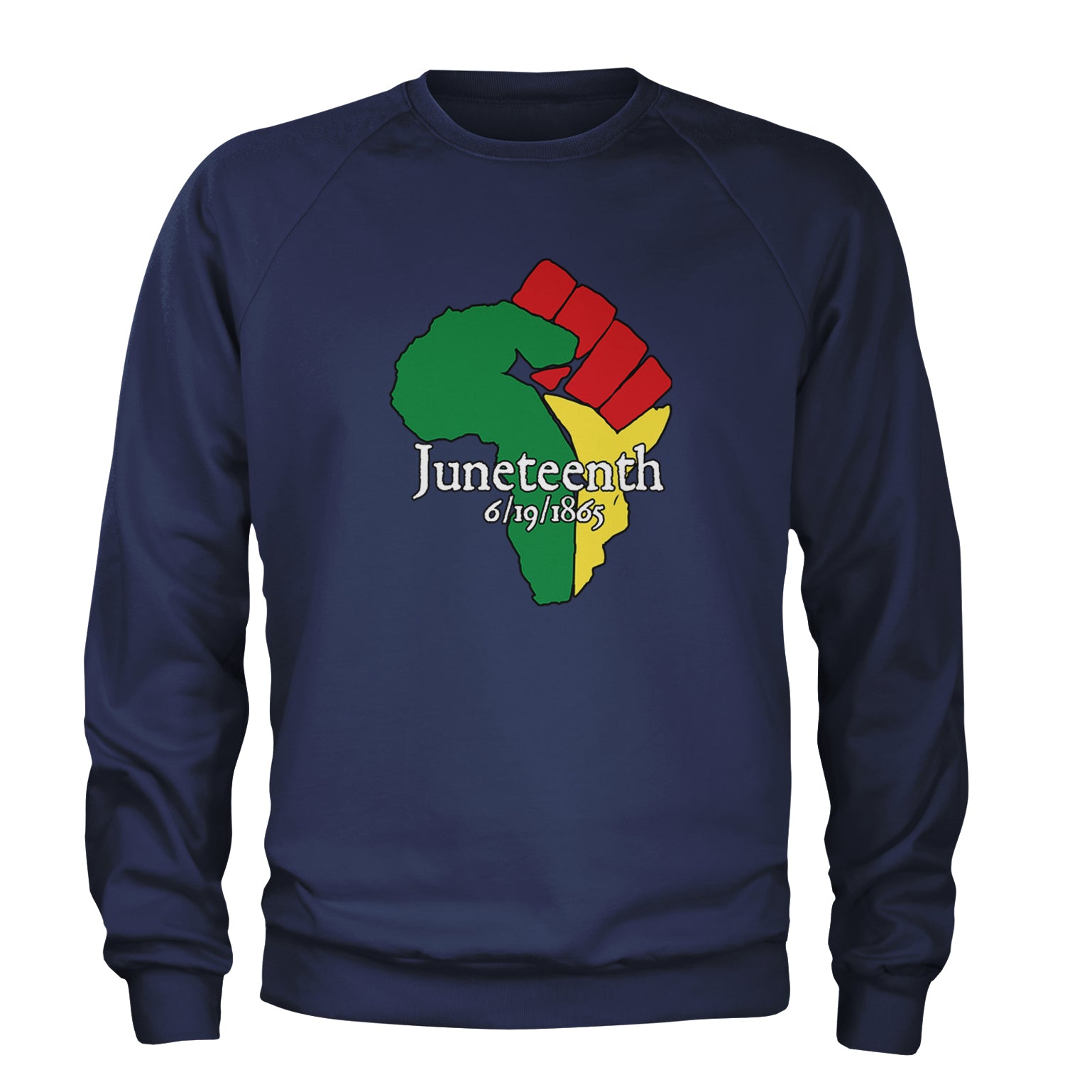 Juneteenth Raised Fist Africa Celebrate Emancipation Day Adult Crewneck Sweatshirt Navy Blue