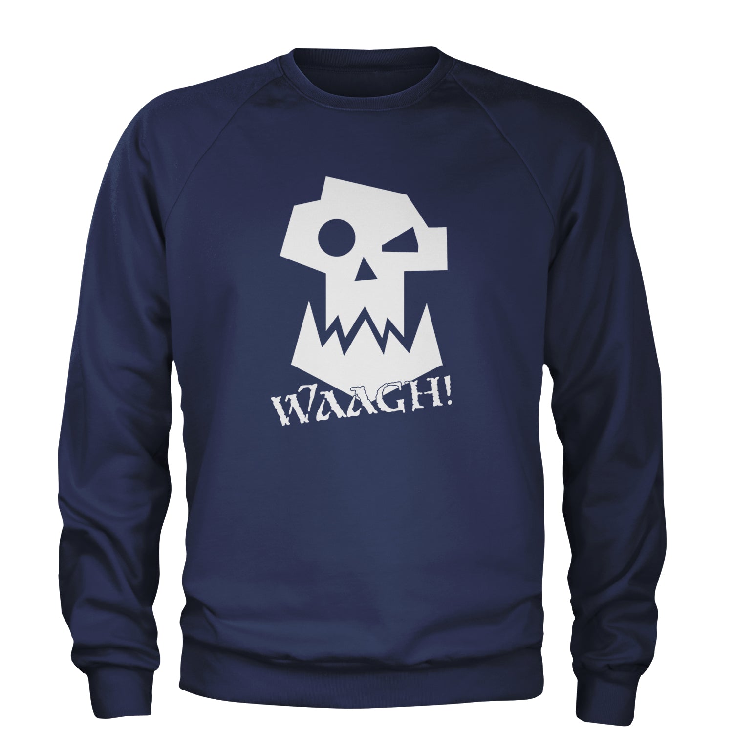 Ork Miniature Tabletop Wargaming Waagh Adult Crewneck Sweatshirt Navy Blue