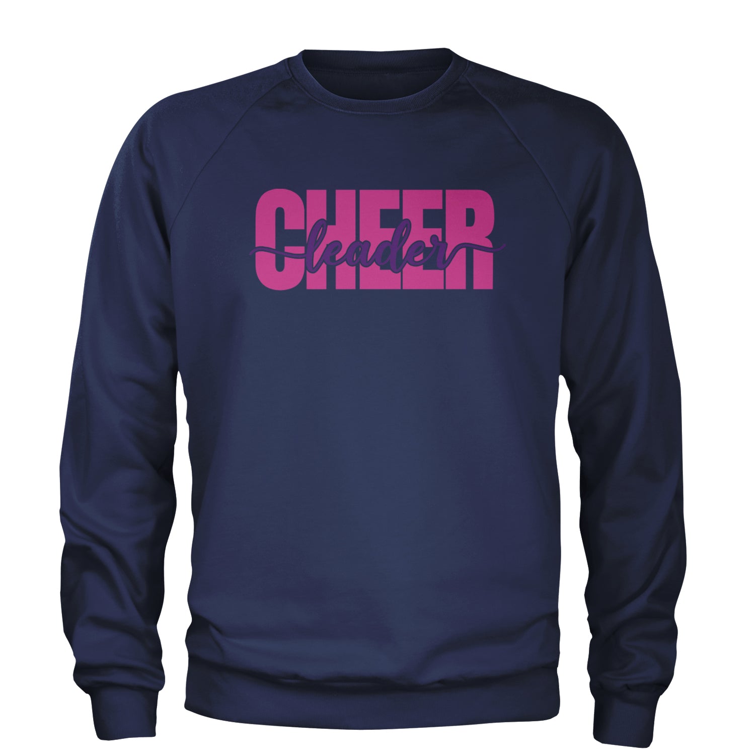 Cheerleader with Scripted Flair Adult Crewneck Sweatshirt Navy Blue