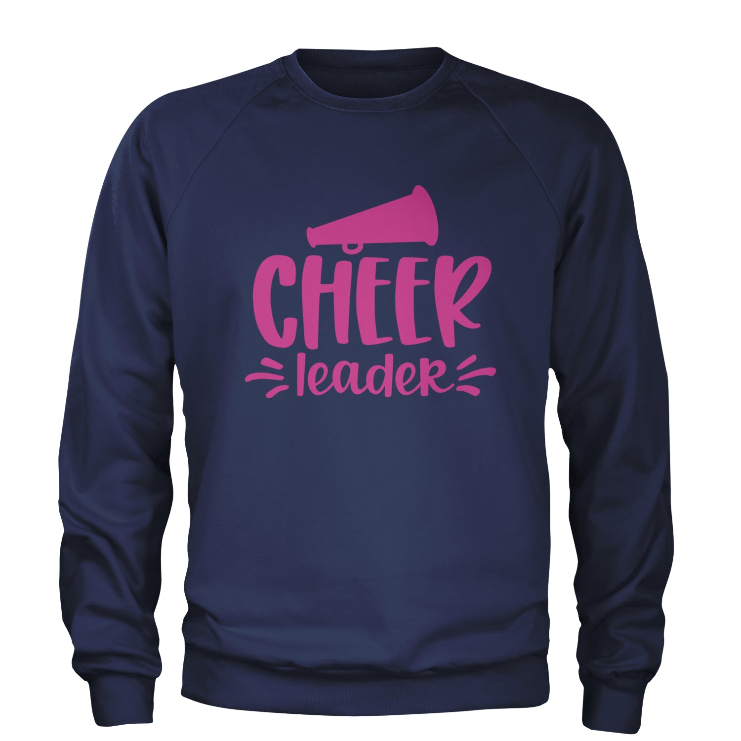 Cheerleader Bullhorn Adult Crewneck Sweatshirt Navy Blue