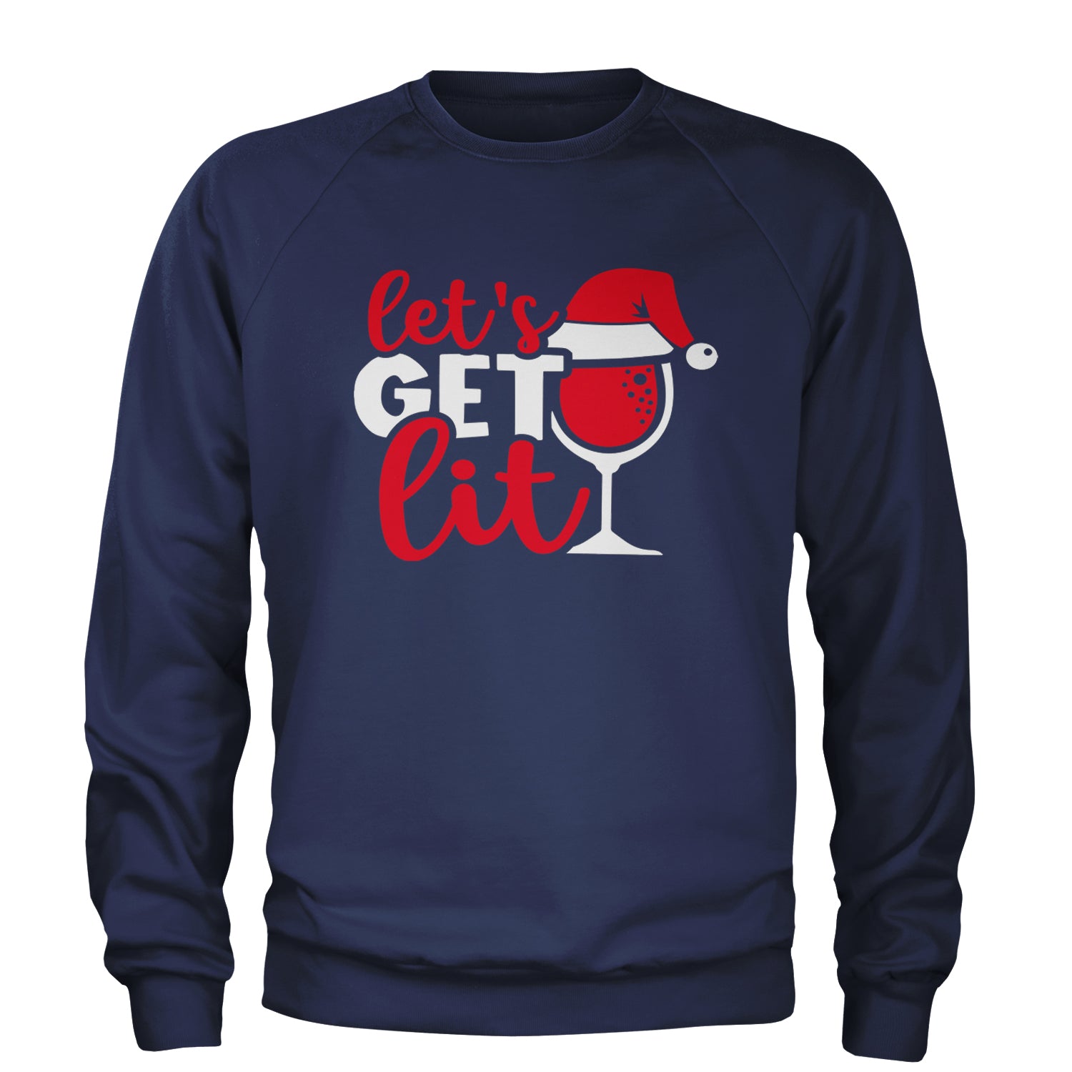 Let’s Get Lit Adult Crewneck Sweatshirt Navy Blue