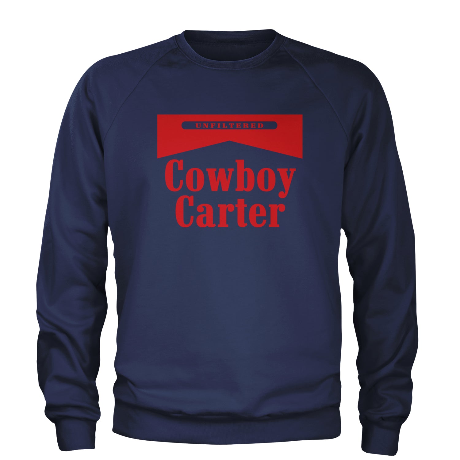 Cowboy Karter Country Act Two Adult Crewneck Sweatshirt Navy Blue