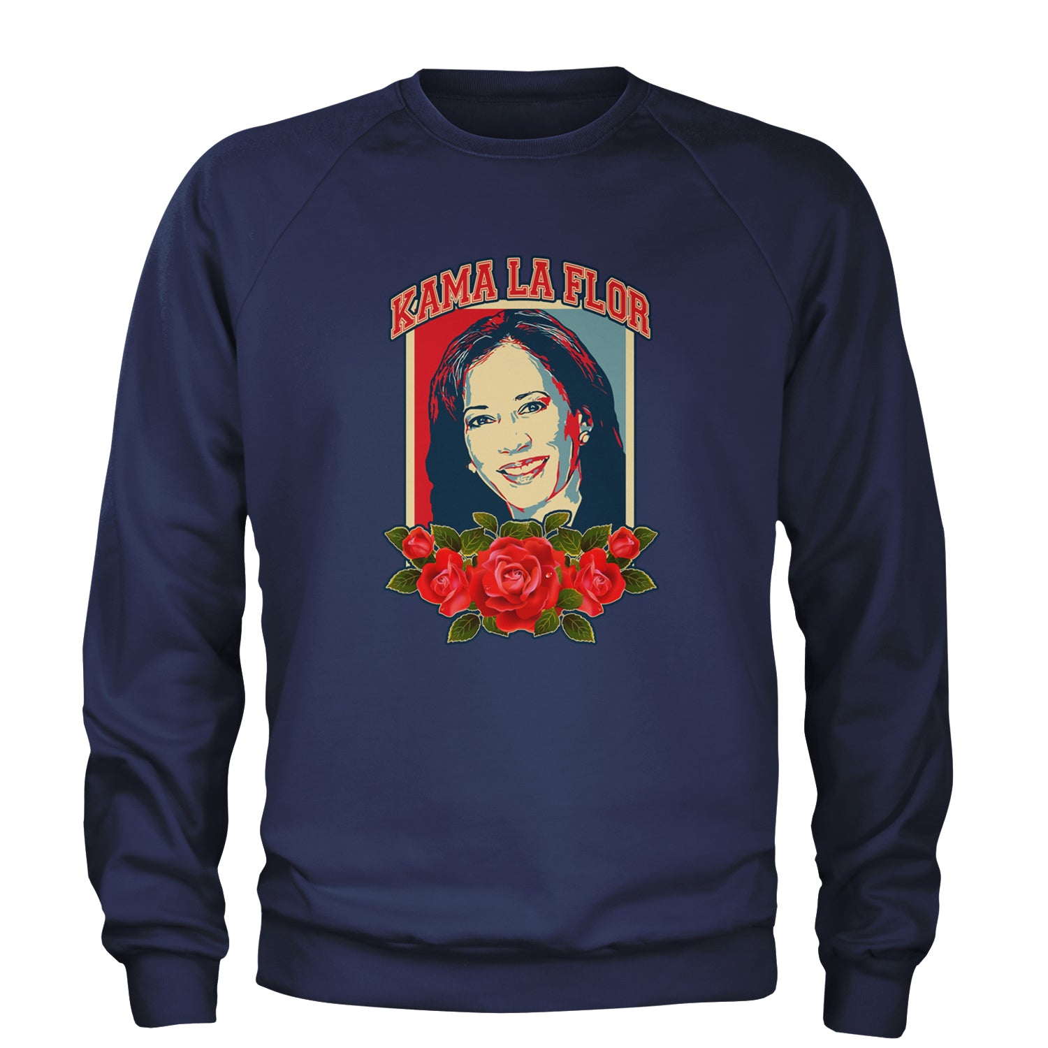 Kama La Flor Kamala Como La Flor Adult Crewneck Sweatshirt Navy Blue