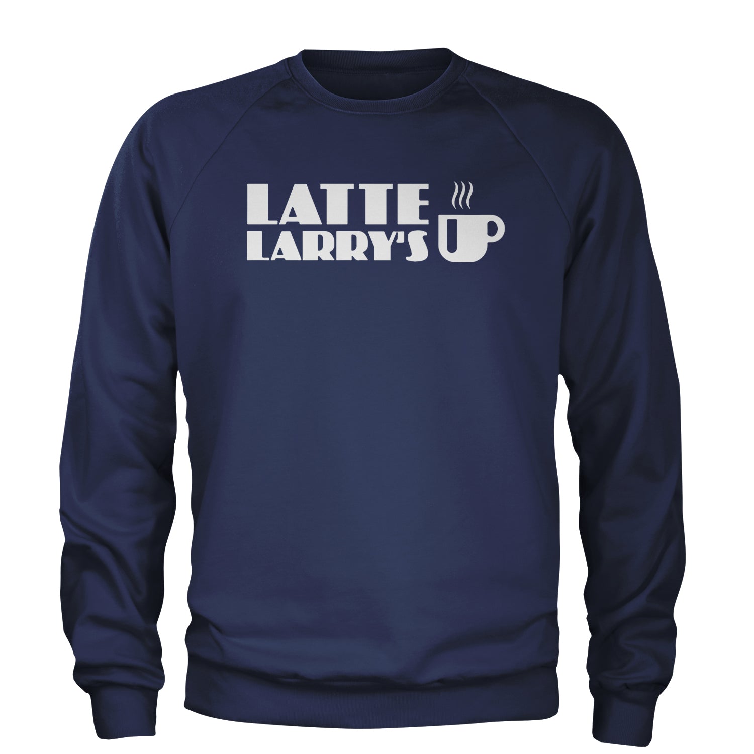 Latte Larry's Enthusiastic Coffee Adult Crewneck Sweatshirt Navy Blue