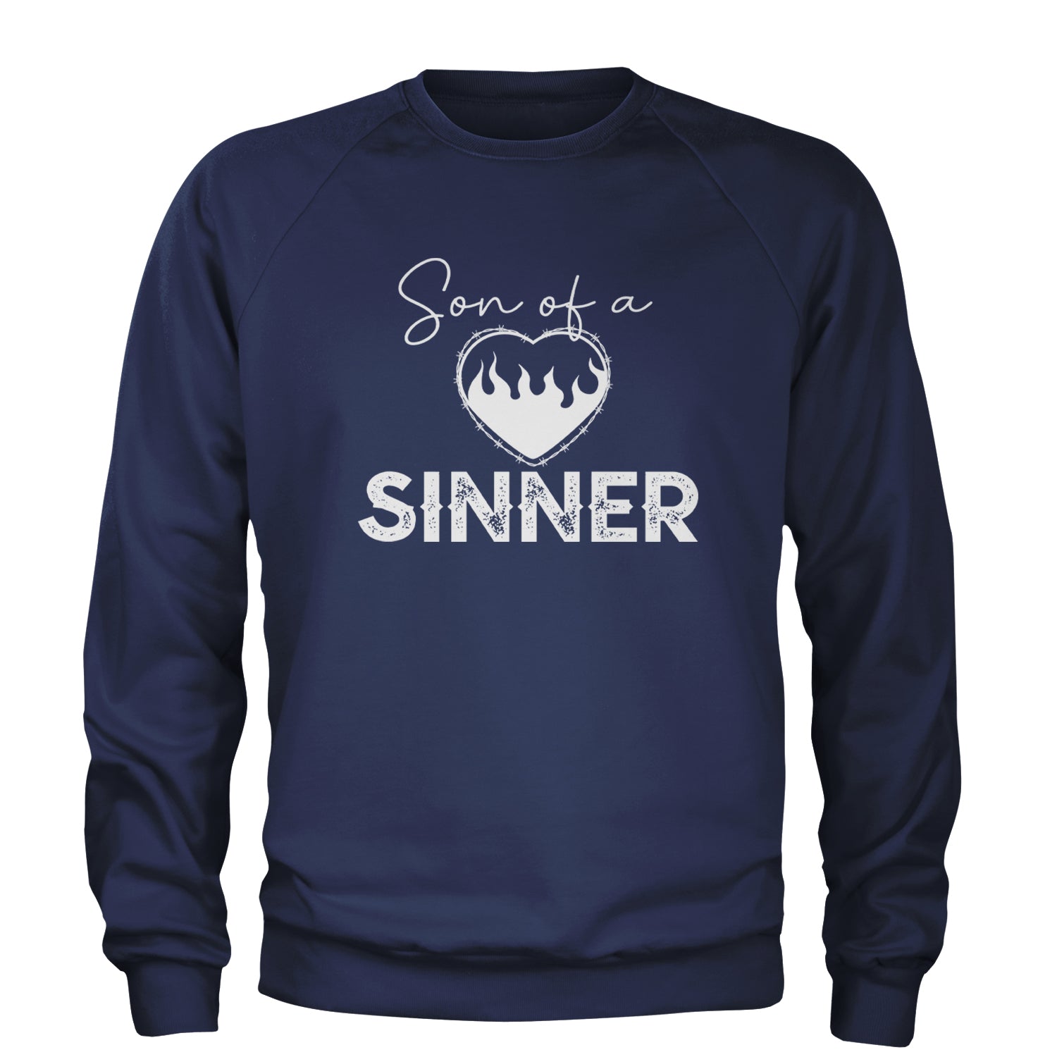 Son Of A Sinner Somebody Save Me From Myself  Adult Crewneck Sweatshirt Navy Blue