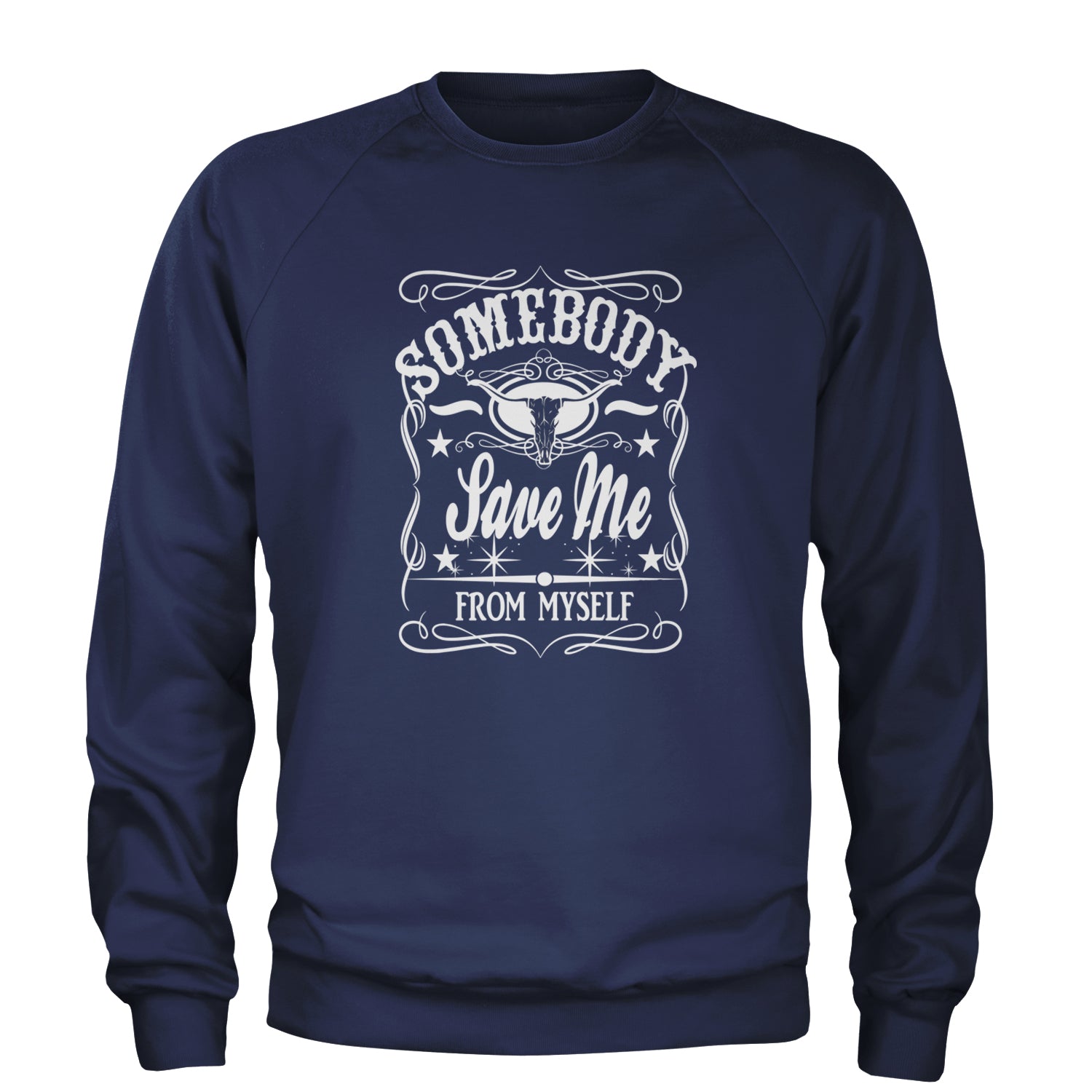 Somebody Save Me From Myself Son Of A Sinner Adult Crewneck Sweatshirt Navy Blue