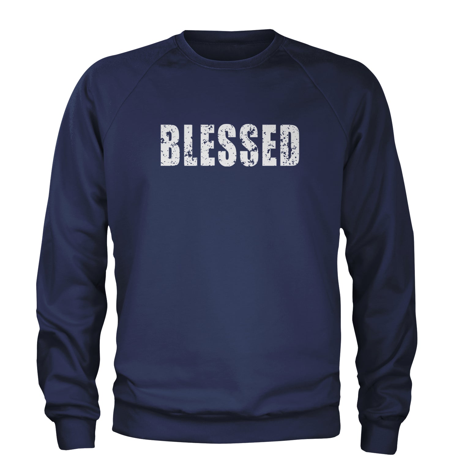 Blessed Religious Grateful Thankful Adult Crewneck Sweatshirt Navy Blue