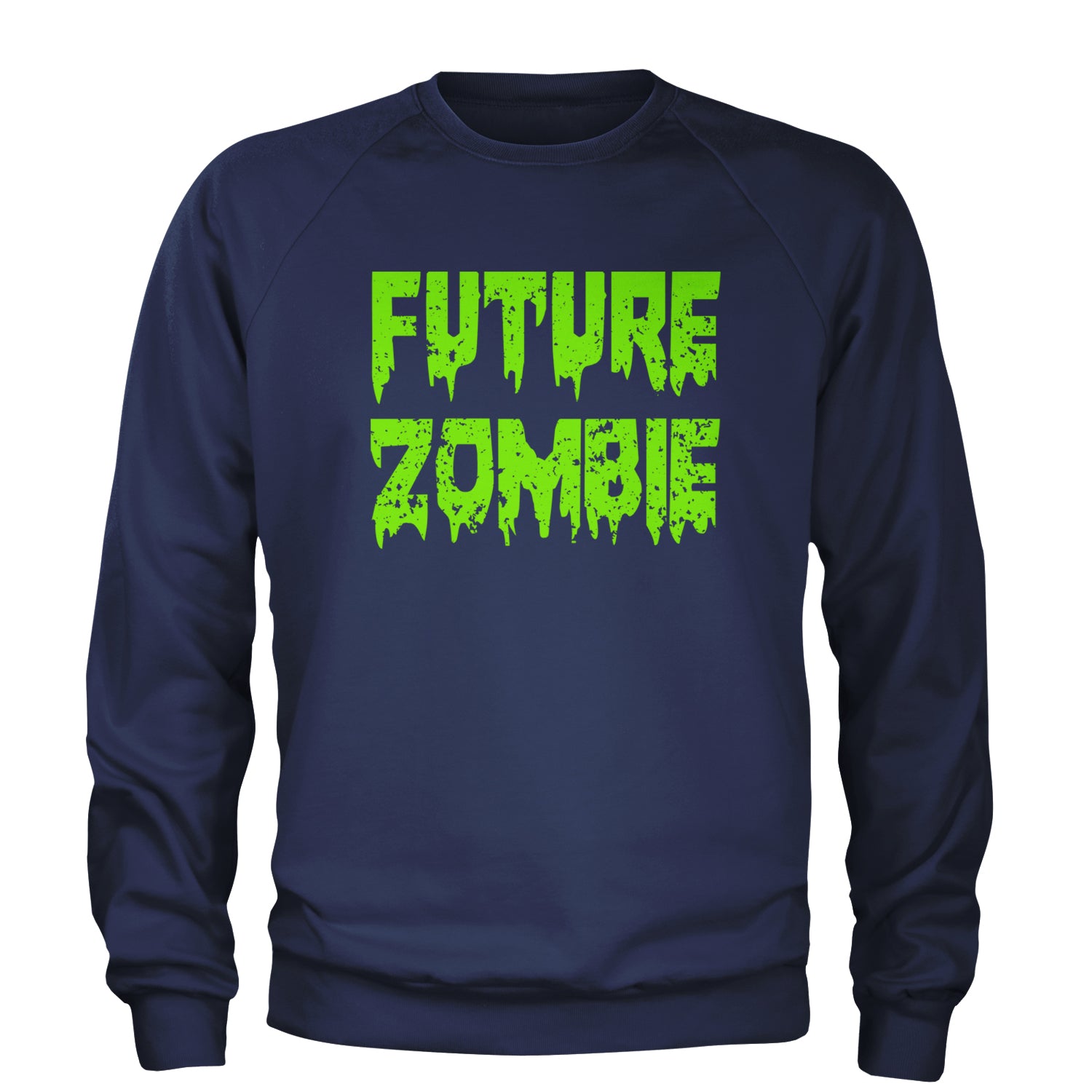 Future Zombie Horror Adult Crewneck Sweatshirt Navy Blue