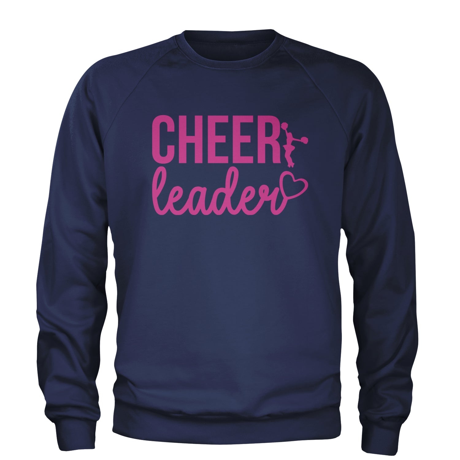 Cheerleader Heart Love Adult Crewneck Sweatshirt Navy Blue