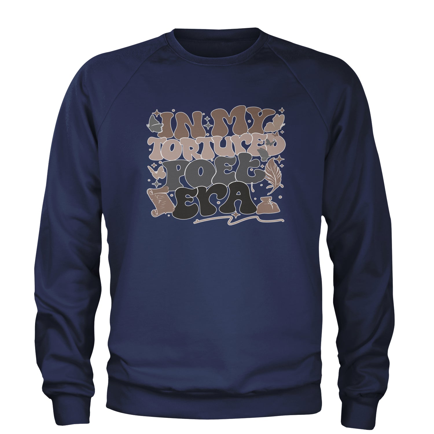 In My Tortured Poet Era TTPD Music Adult Crewneck Sweatshirt Navy Blue