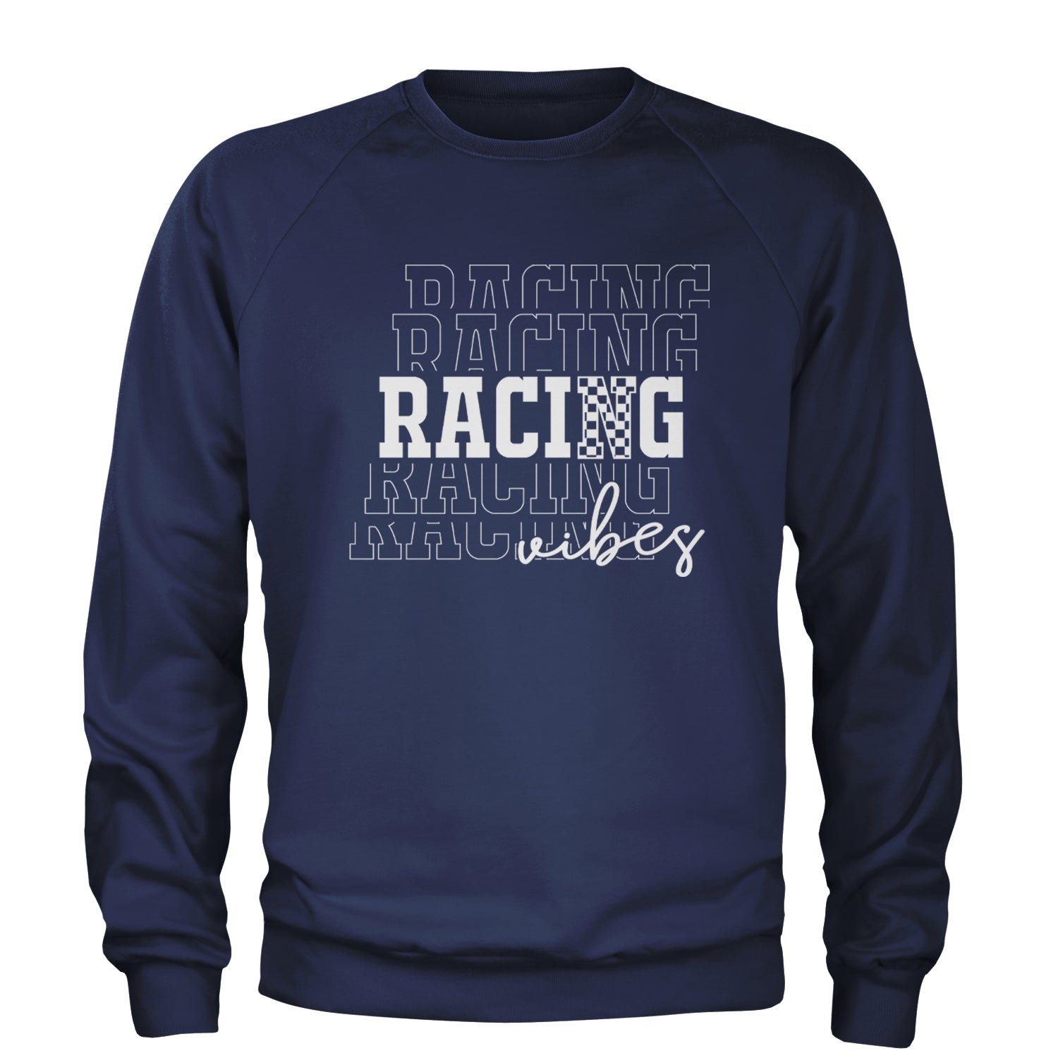 Racing Vibes Adult Crewneck Sweatshirt Navy Blue