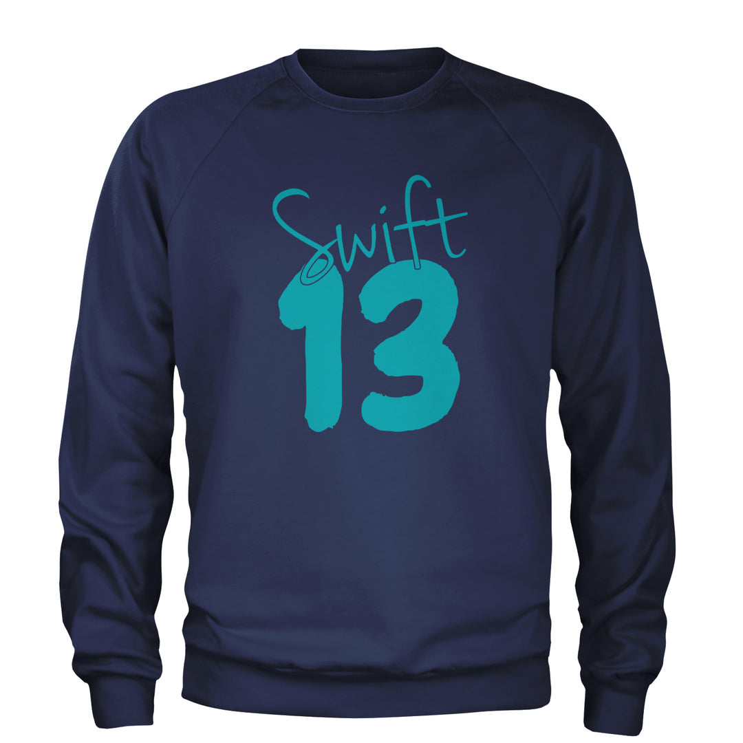 13 Swift 13 Lucky Number Era TTPD Adult Crewneck Sweatshirt Navy Blue