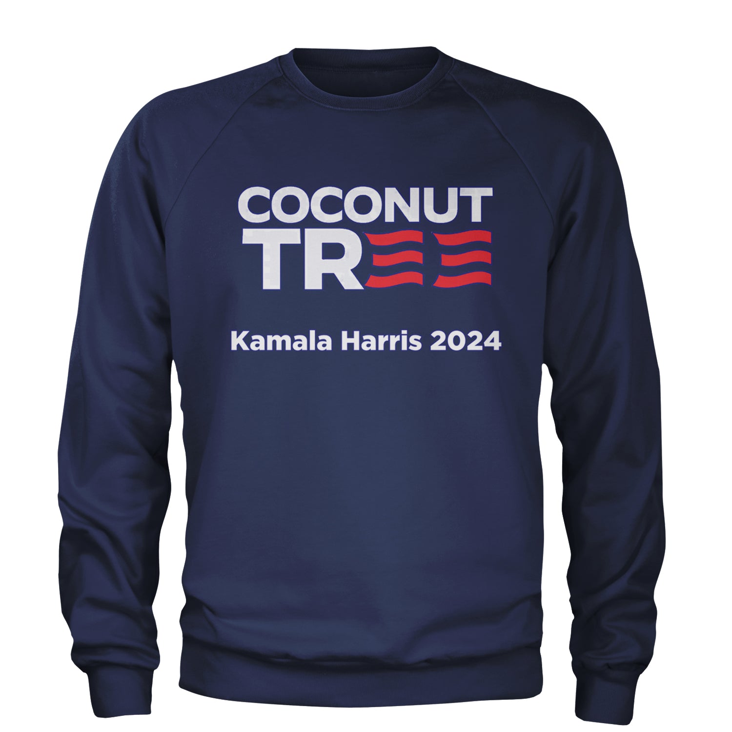 Coconut Tree - Support Kamala Harris For President 2024 Adult Crewneck Sweatshirt Navy Blue